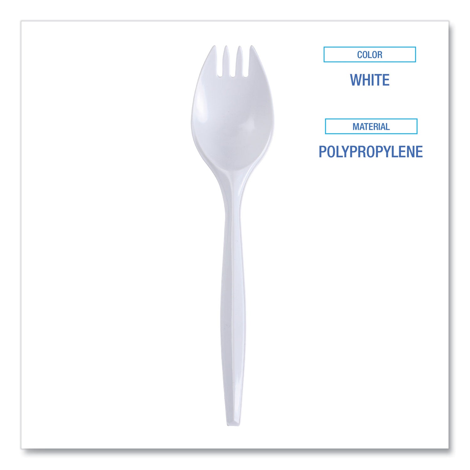 Boardwalk® Mediumweight Wrapped Polypropylene Cutlery, Spork, White, 1,000/Carton