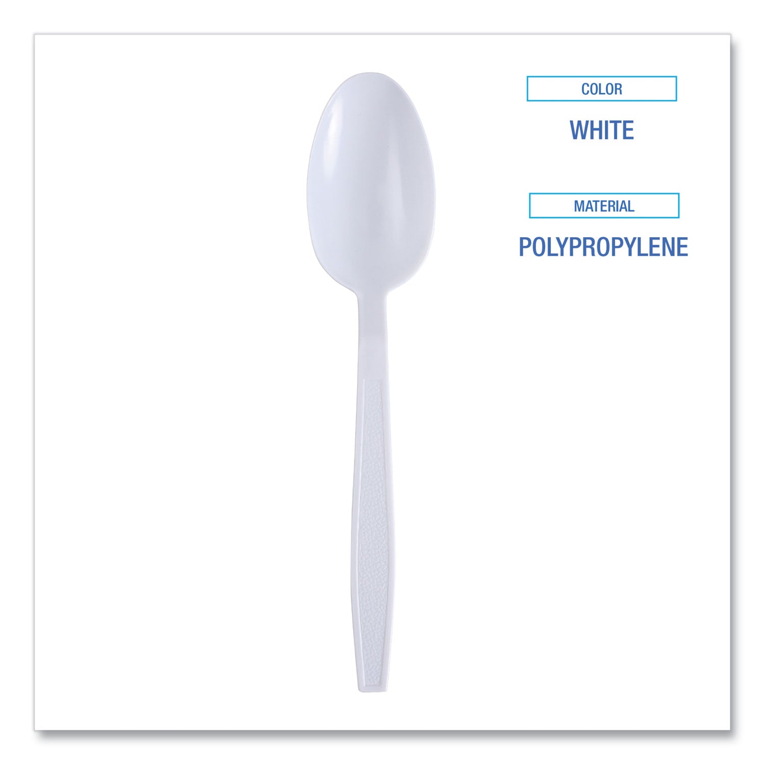 Boardwalk® Heavyweight Wrapped Polypropylene Cutlery, Teaspoon, White, 1,000/Carton