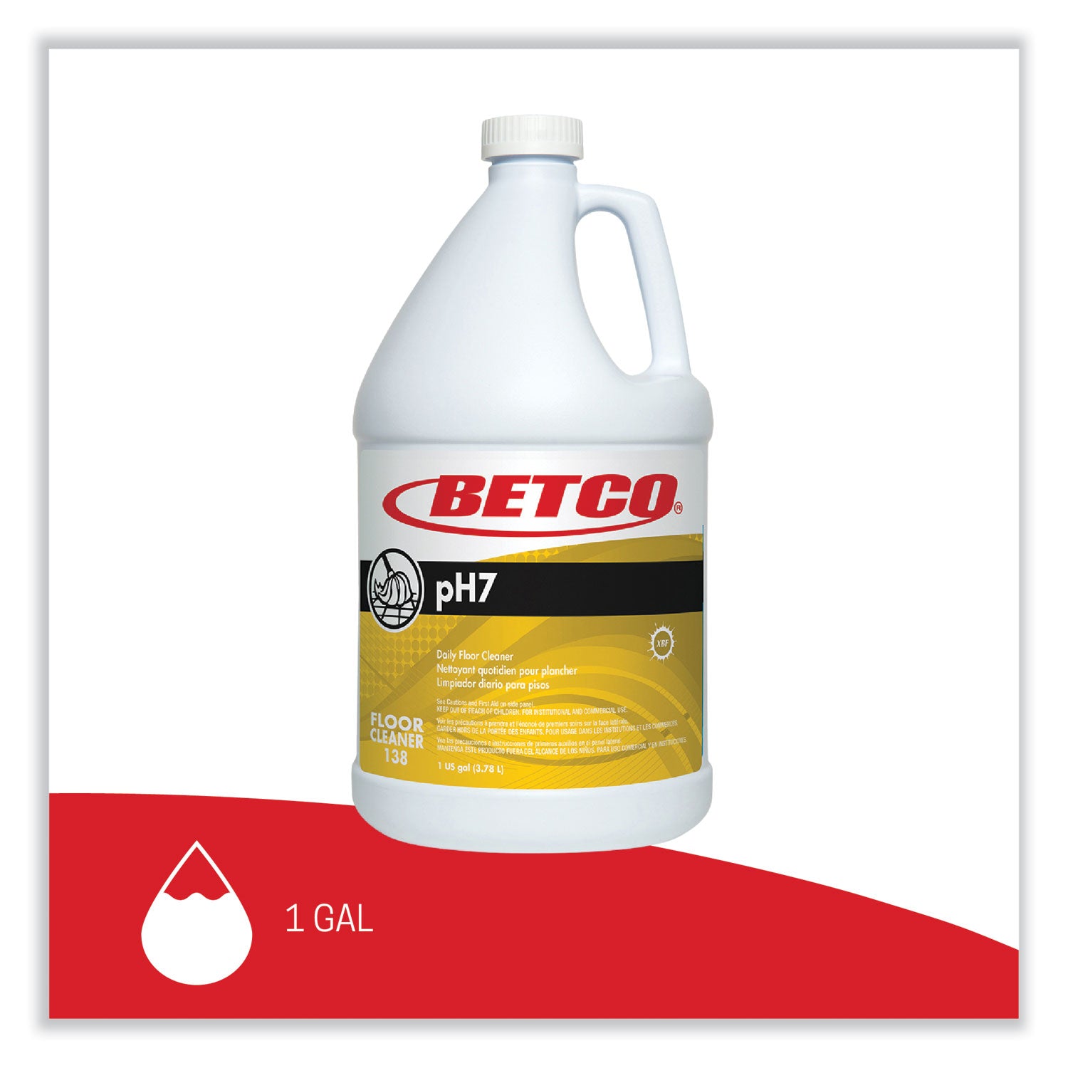 Betco® pH7 Floor Cleaner, Lemon Scent, 1 gal Bottle, 4/Carton