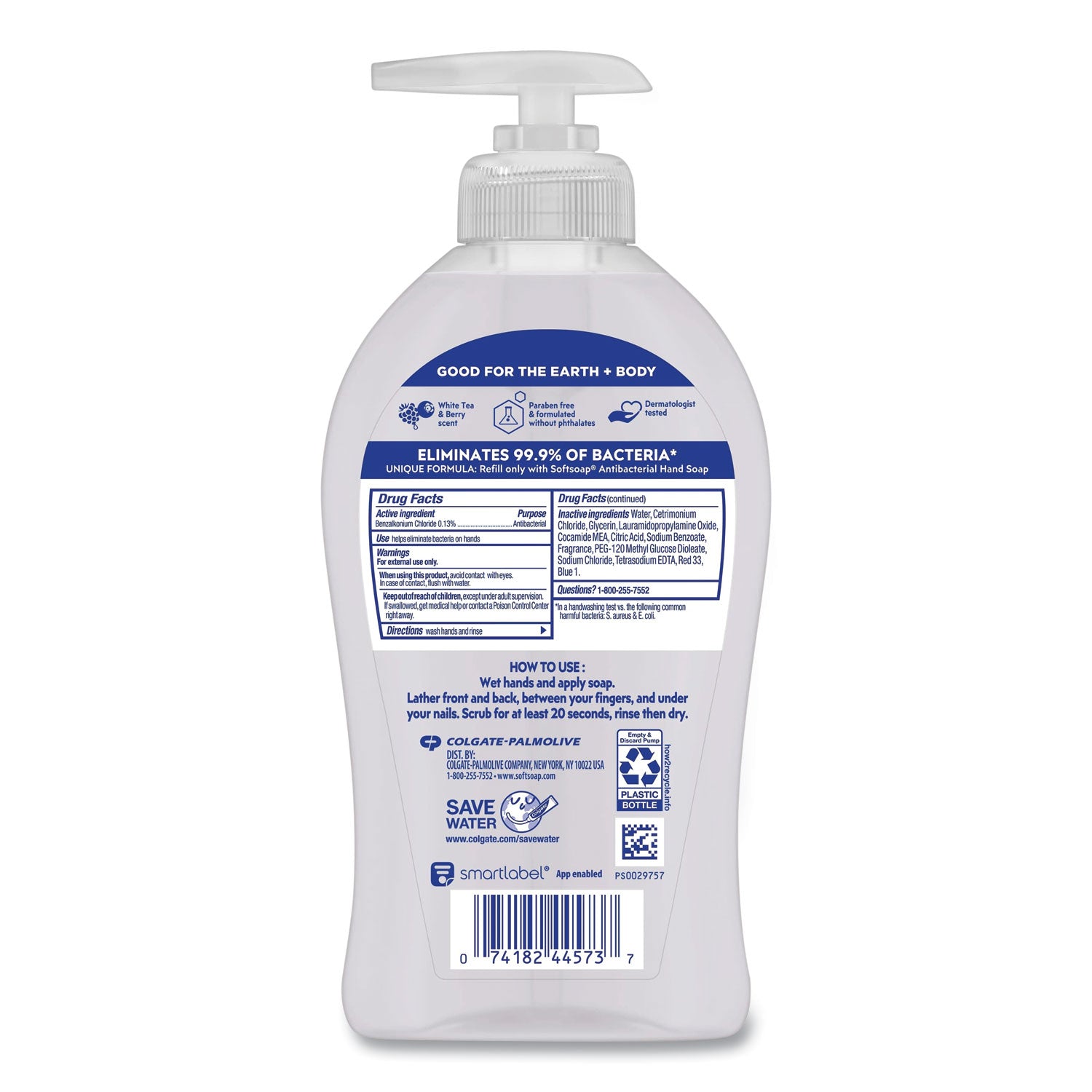 Softsoap® Antibacterial Hand Soap, White Tea and Berry Fusion, 11.25 oz Pump Bottle