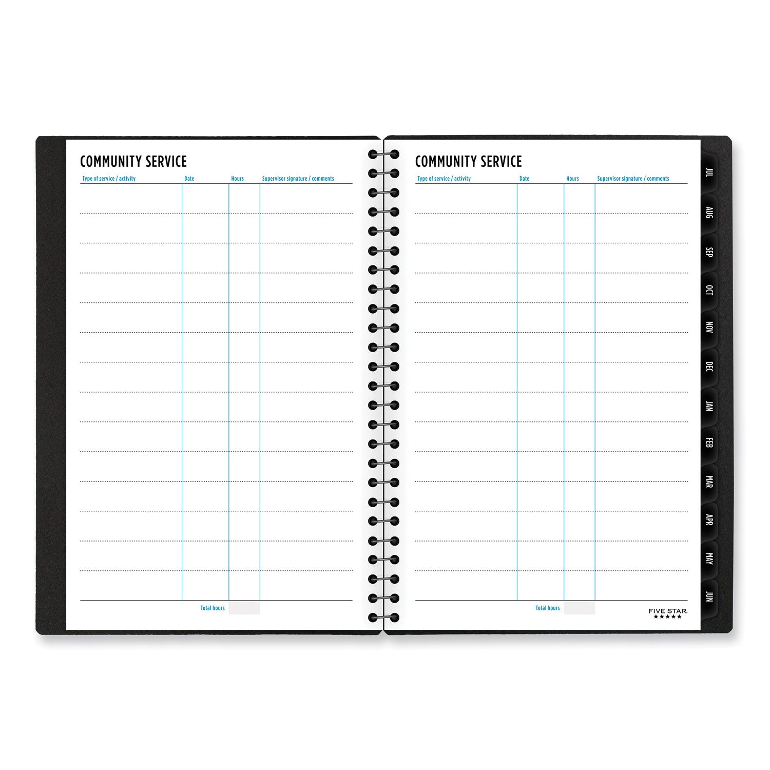 Five Star® Academic Year Customizable Student Weekly/Monthly Planner, 8.5 x 6.75, 12-Month (July to June), 2024 to 2025