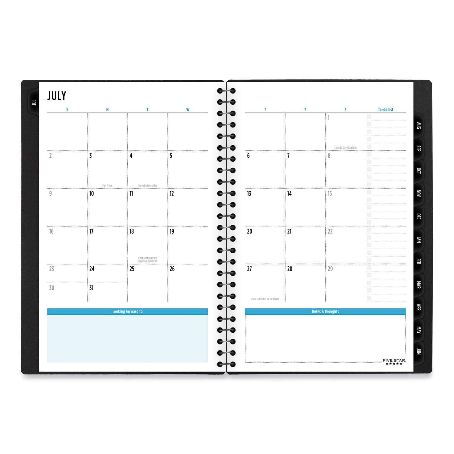 Five Star® Academic Year Customizable Student Weekly/Monthly Planner, 8.5 x 6.75, 12-Month (July to June), 2024 to 2025