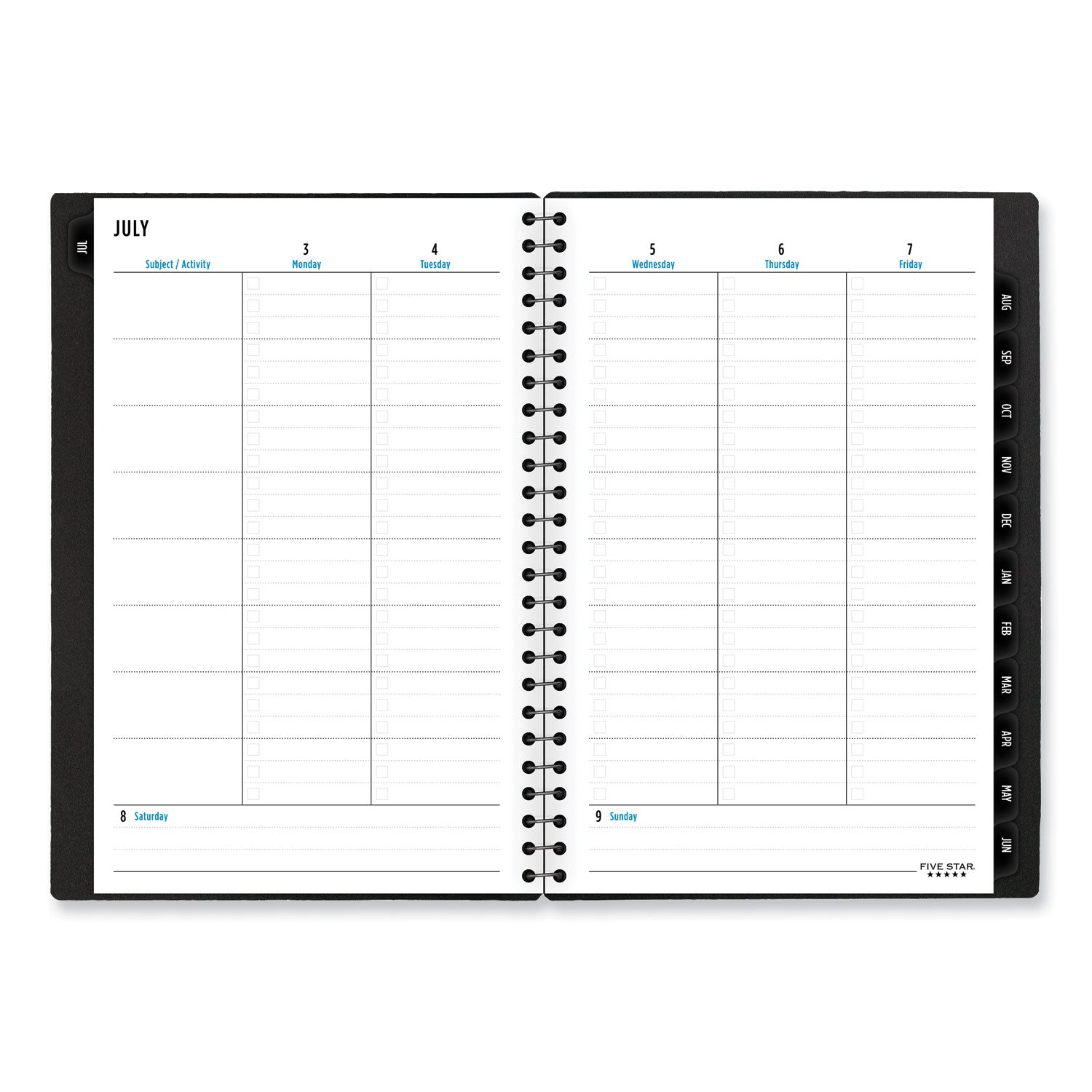 Five Star® Academic Year Customizable Student Weekly/Monthly Planner, 8.5 x 6.75, 12-Month (July to June), 2024 to 2025