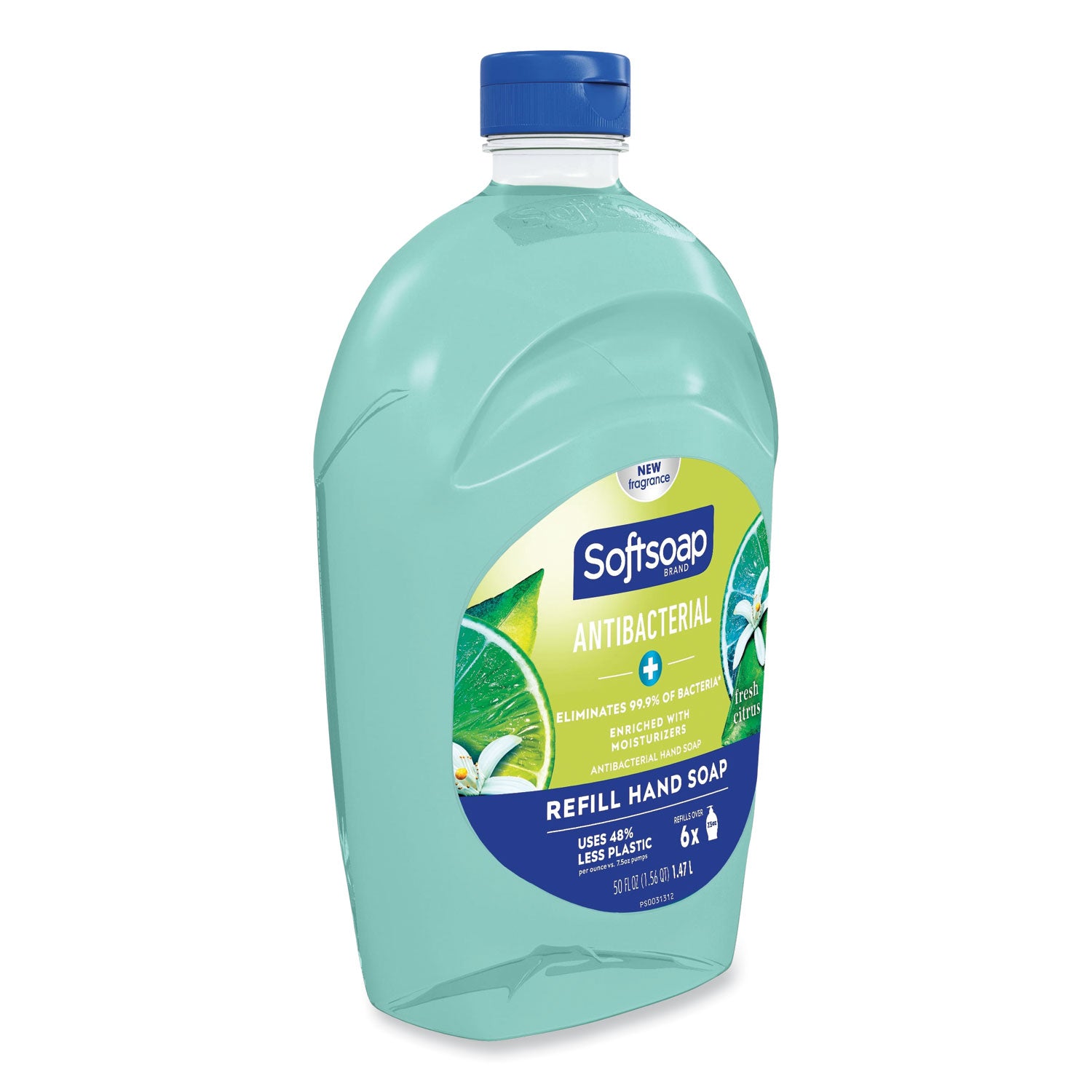 Softsoap® Antibacterial Liquid Hand Soap Refills, Fresh, 50 oz, Green, 6/Carton