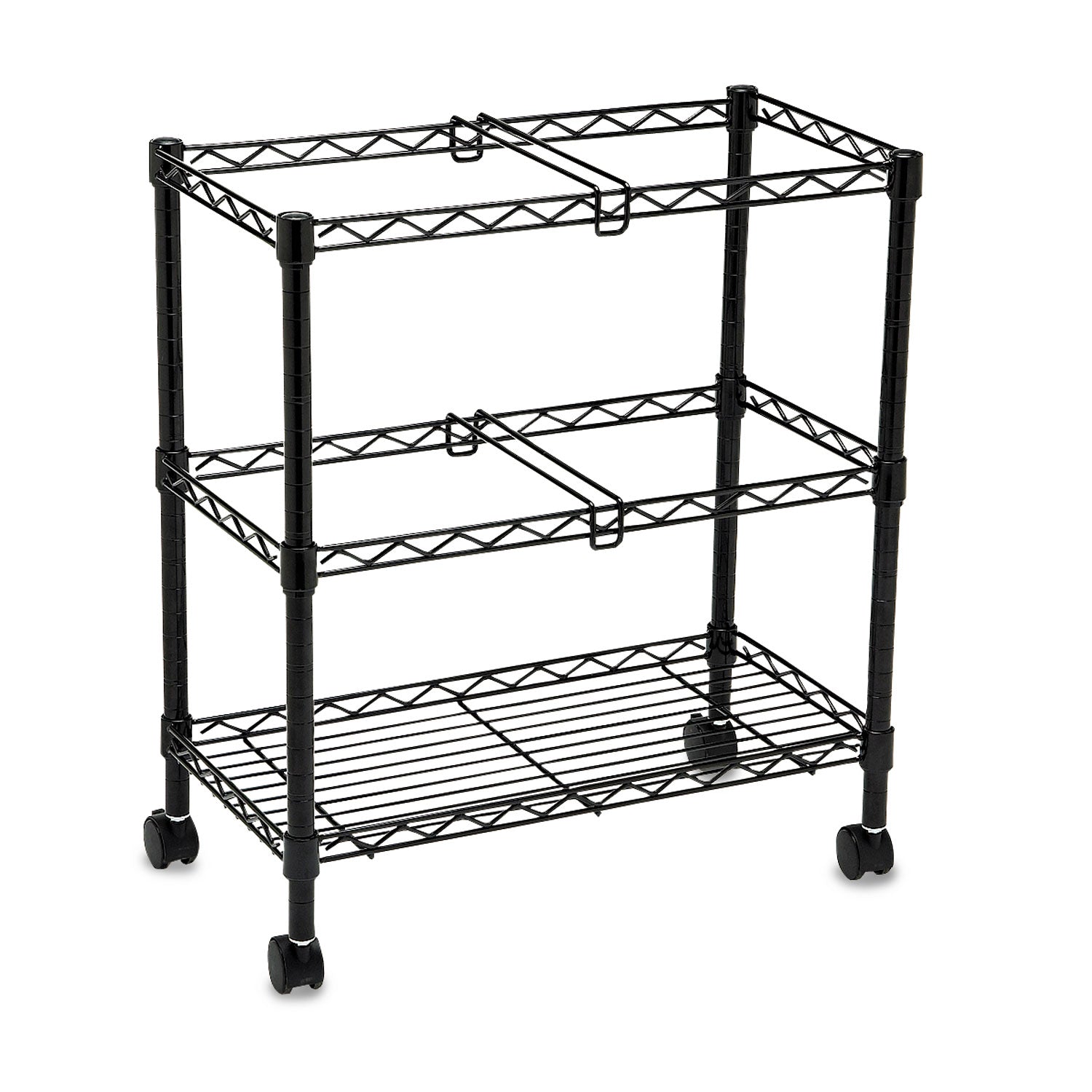 Safco® Two-Tier Rolling File Cart, Metal, 3 Bins, 25.75" x 14" x 29.75", Black