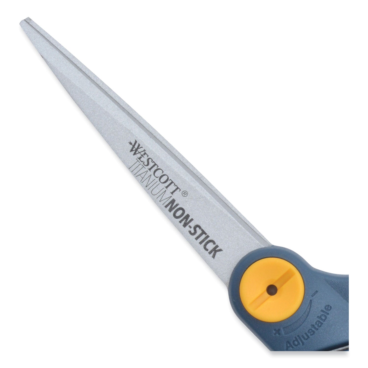 Westcott® Non-Stick Titanium Bonded Scissors, 8" Long, 3.25" Cut Length, Crane-Style Gray/Yellow Handle