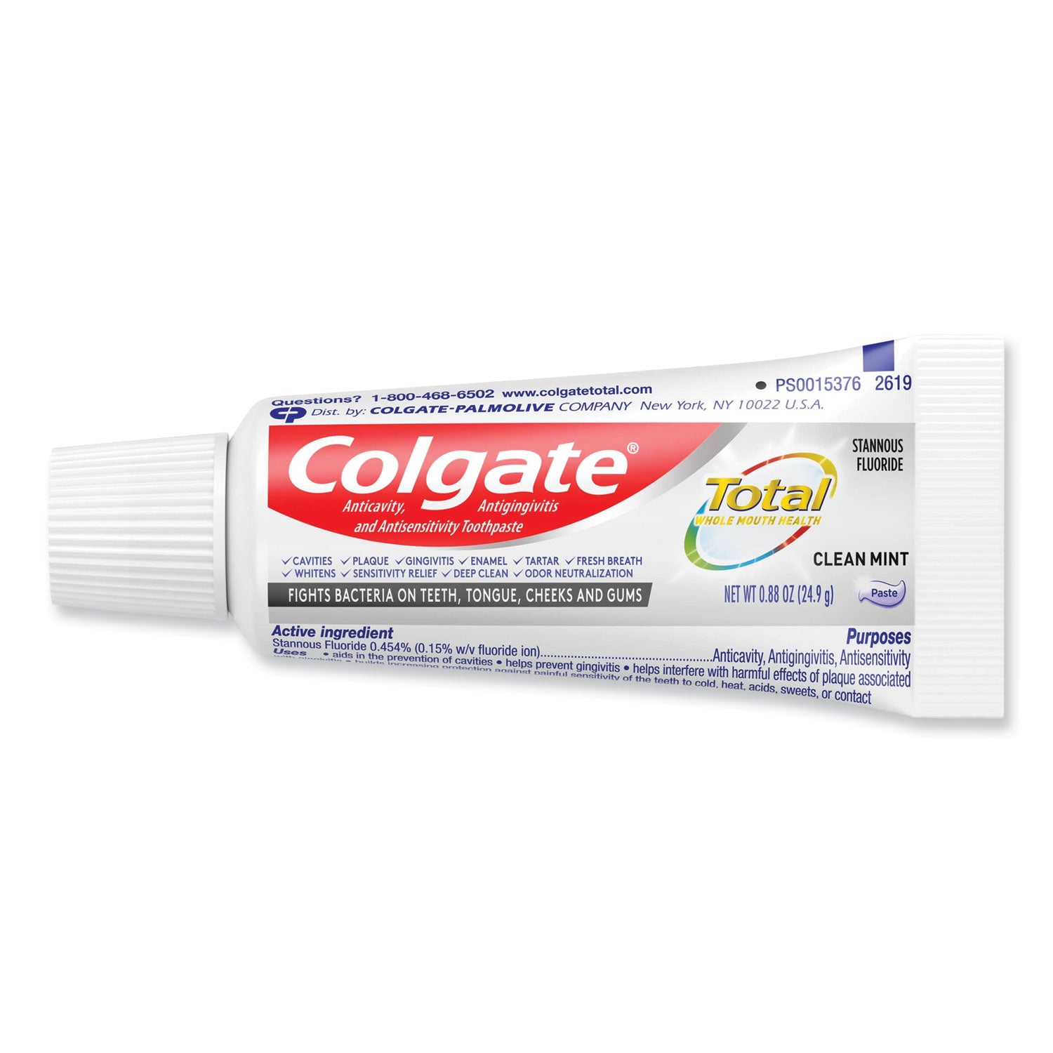 Colgate® Total Toothpaste, Coolmint, 0.88 oz, 24/Carton