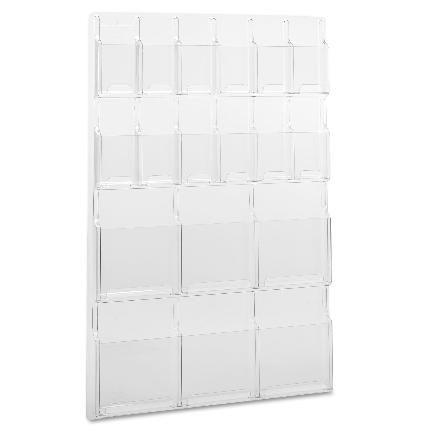 Safco® Reveal Clear Literature Displays, 18 Compartments, 30w x 2d x 45h, Clear