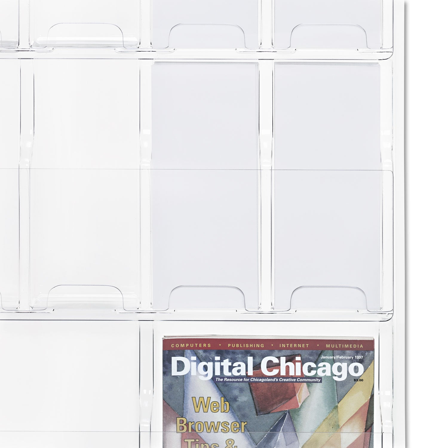 Safco® Reveal Clear Literature Displays, 18 Compartments, 30w x 2d x 45h, Clear