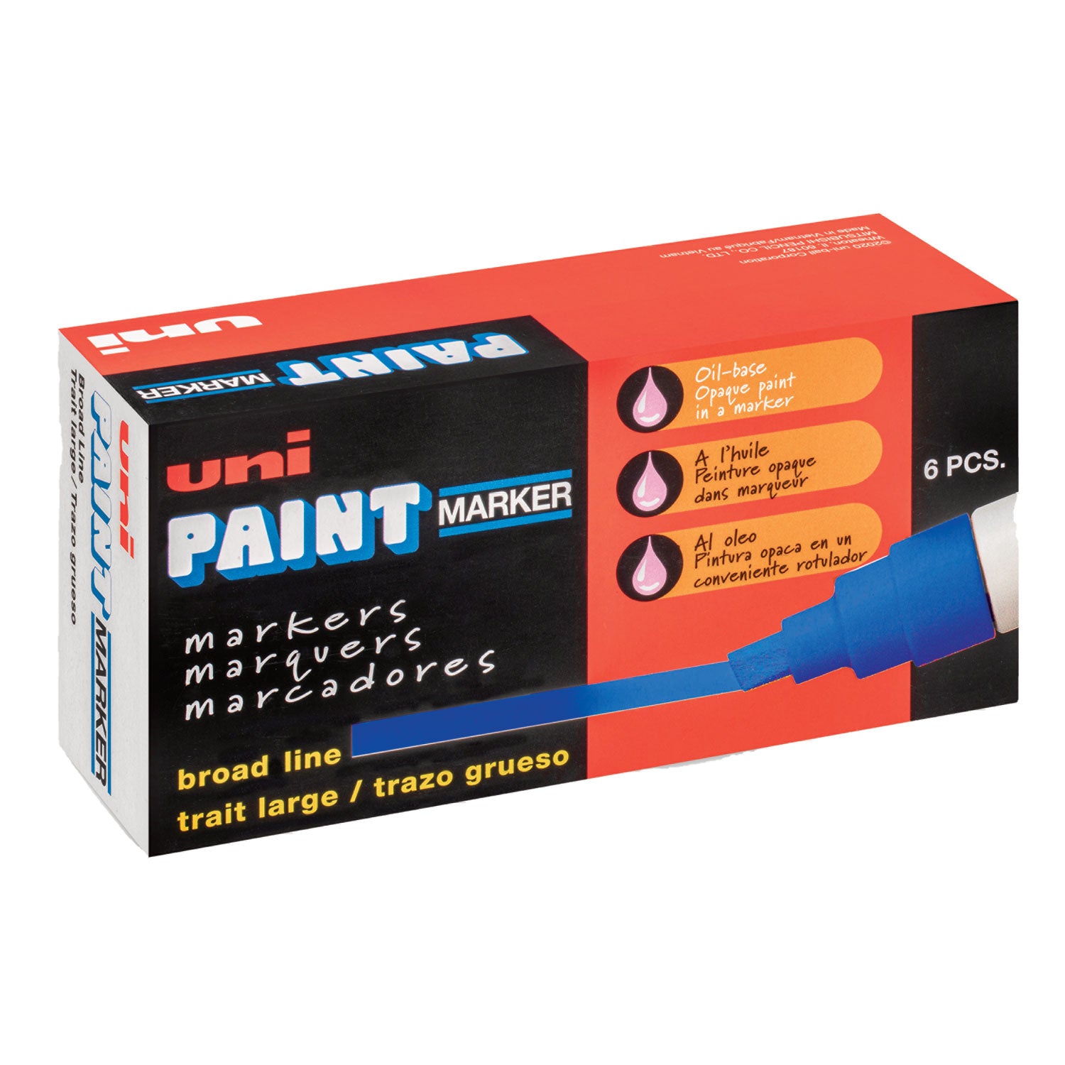 uni®-Paint Permanent Marker, Broad Chisel Tip, Blue