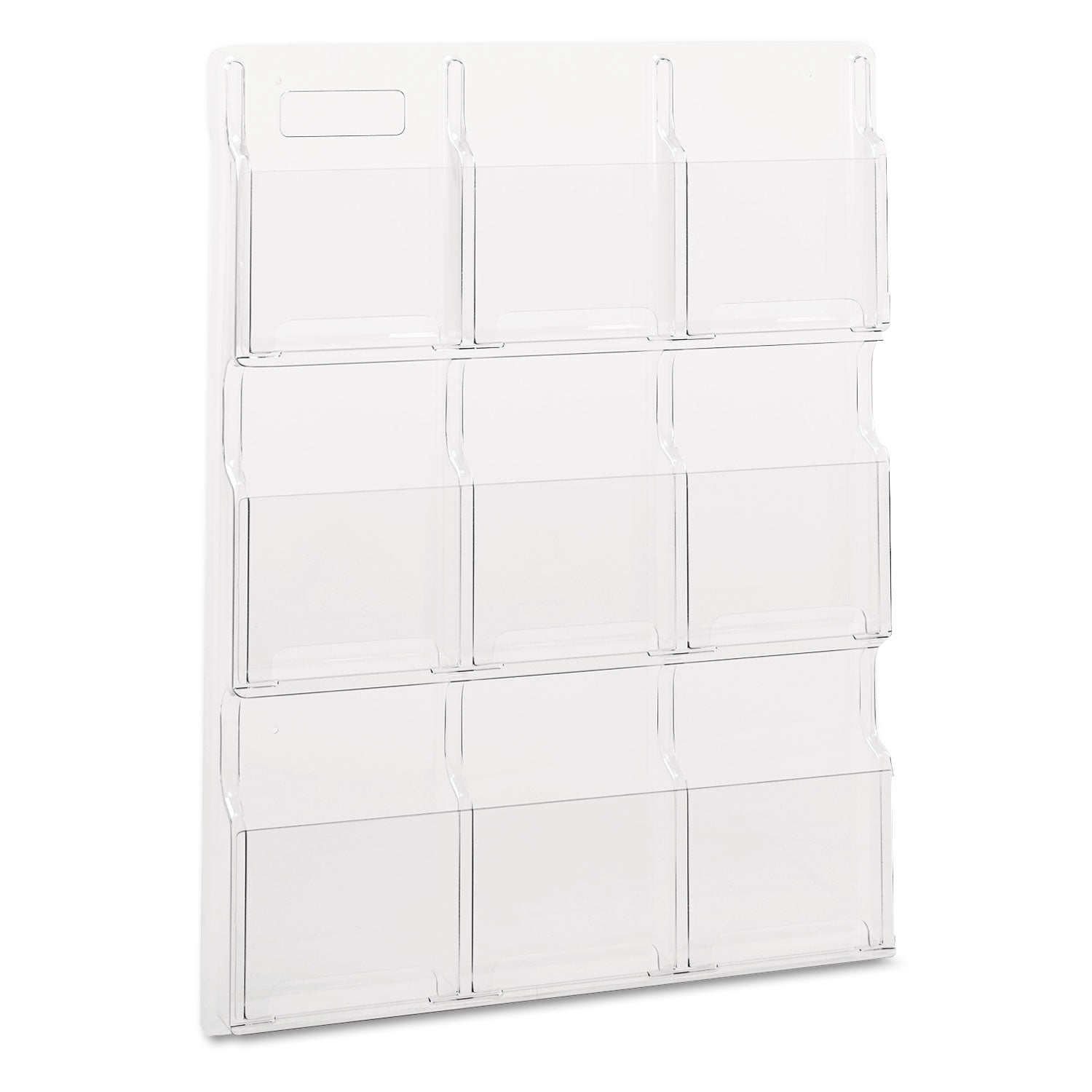 Reveal Clear Literature Displays, 9 Compartments, 30w x 2d x 36.75h, Clear