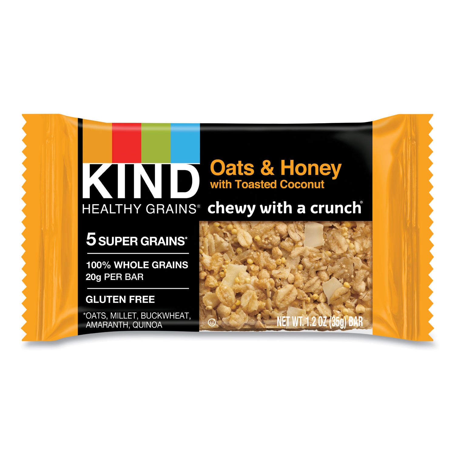 KIND Healthy Grains Bar, Oats and Honey with Toasted Coconut, 1.2 oz, 12/Box