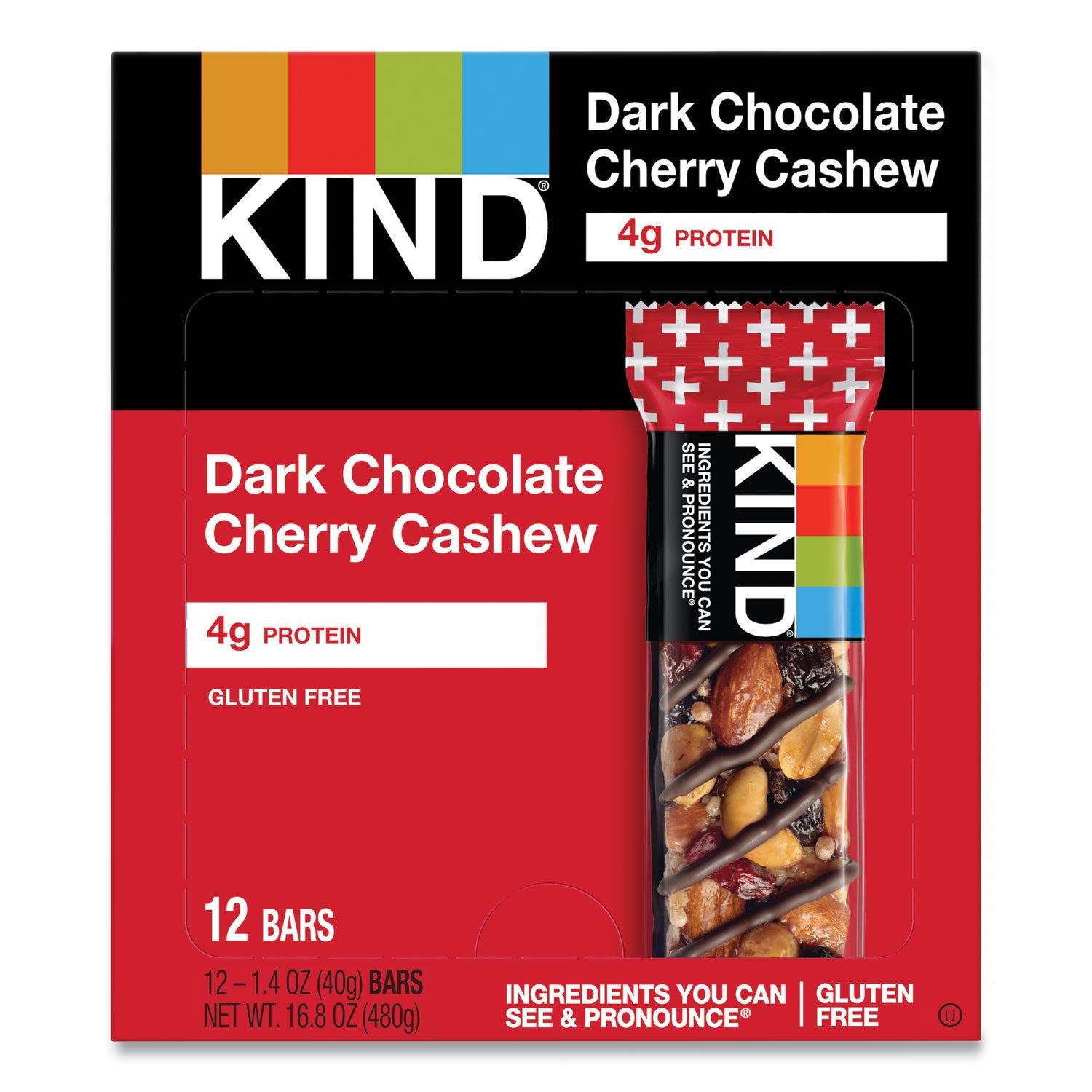 Plus Nutrition Boost Bar, Dk ChocolateCherryCashew/Antioxidants, 1.4 oz, 12/Box