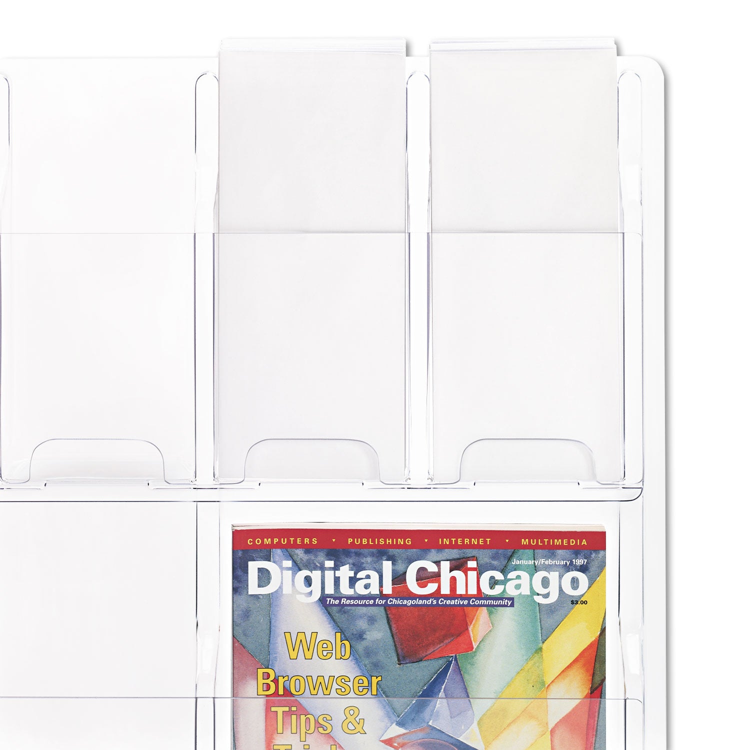 Safco® Reveal Clear Literature Displays, 12 Compartments, 30w x 2d x 34.75h, Clear