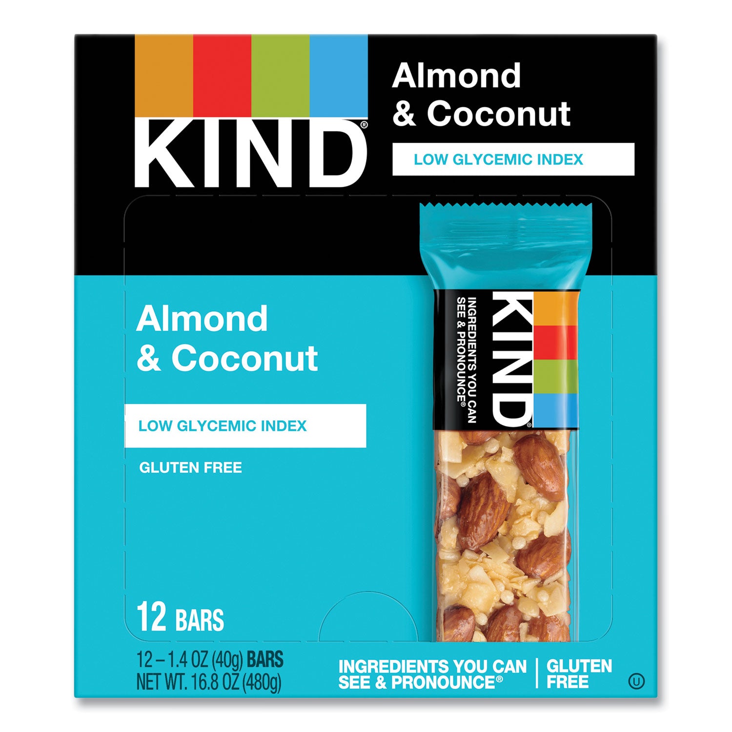 Fruit and Nut Bars, Almond and Coconut, 1.4 oz, 12/Box