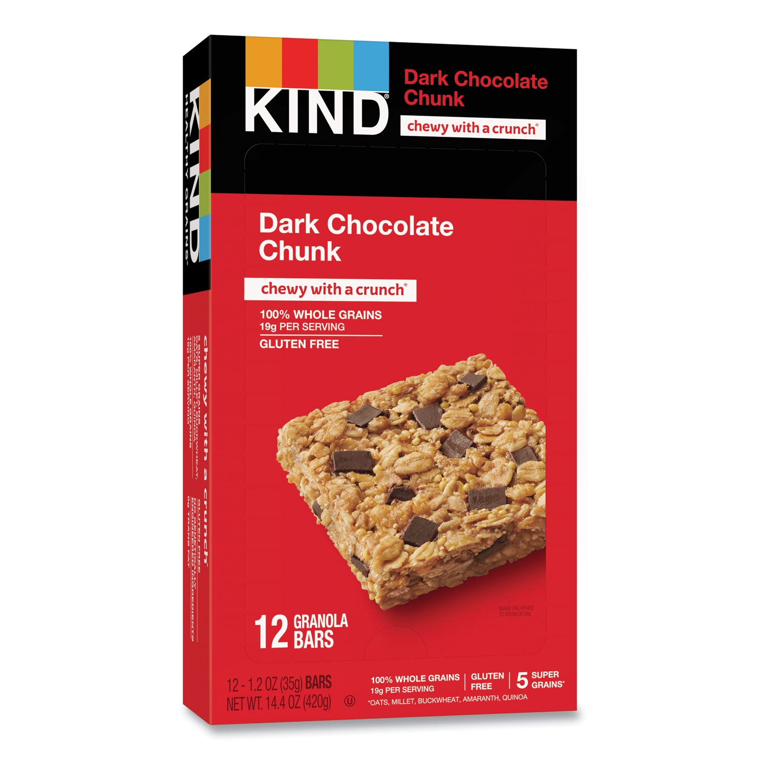 KIND Healthy Grains Bar, Dark Chocolate Chunk, 1.2 oz, 12/Box