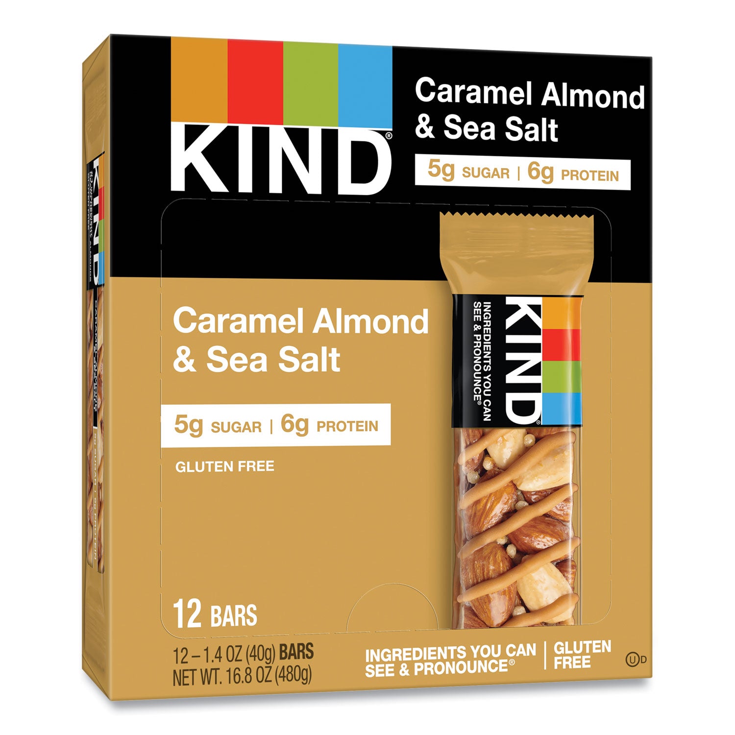 KIND Nuts and Spices Bar, Caramel Almond and Sea Salt, 1.4 oz Bar, 12/Box