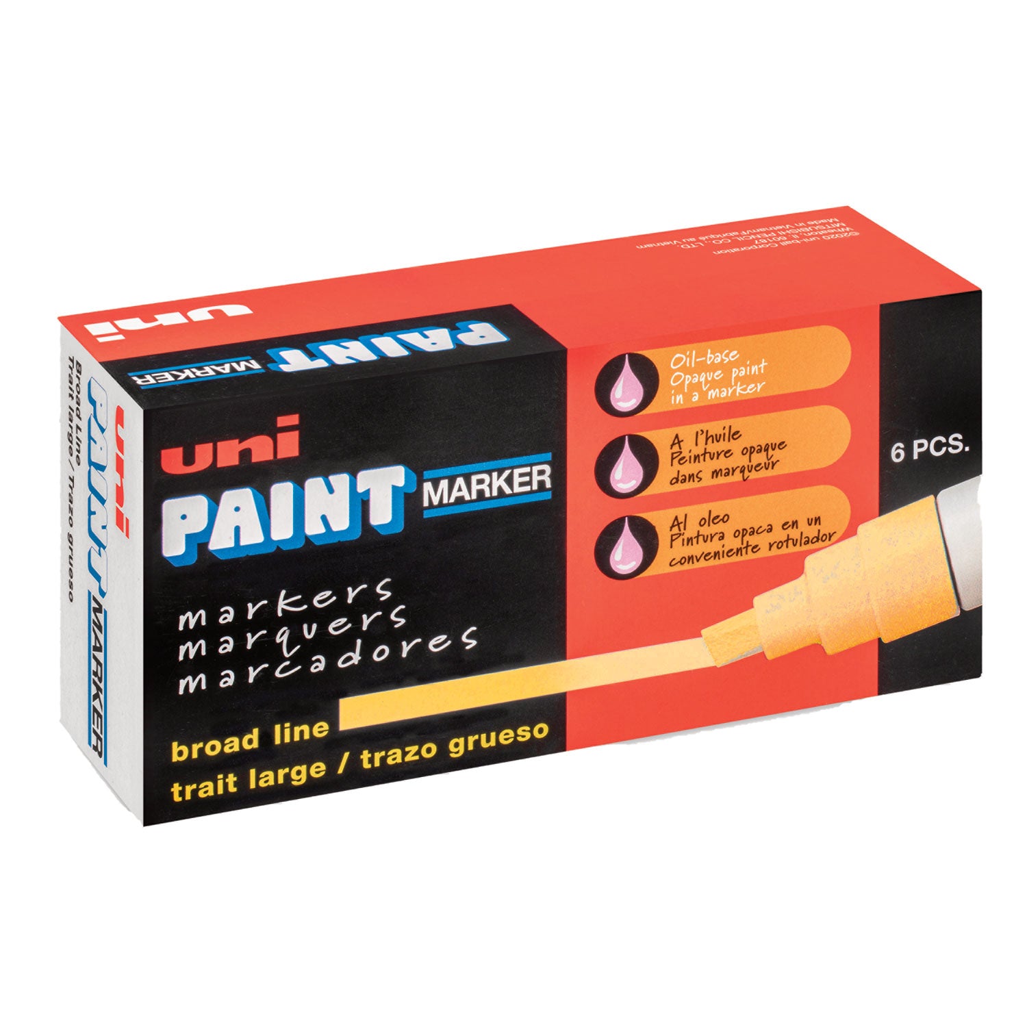 uni®-Paint Permanent Marker, Broad Chisel Tip, Yellow