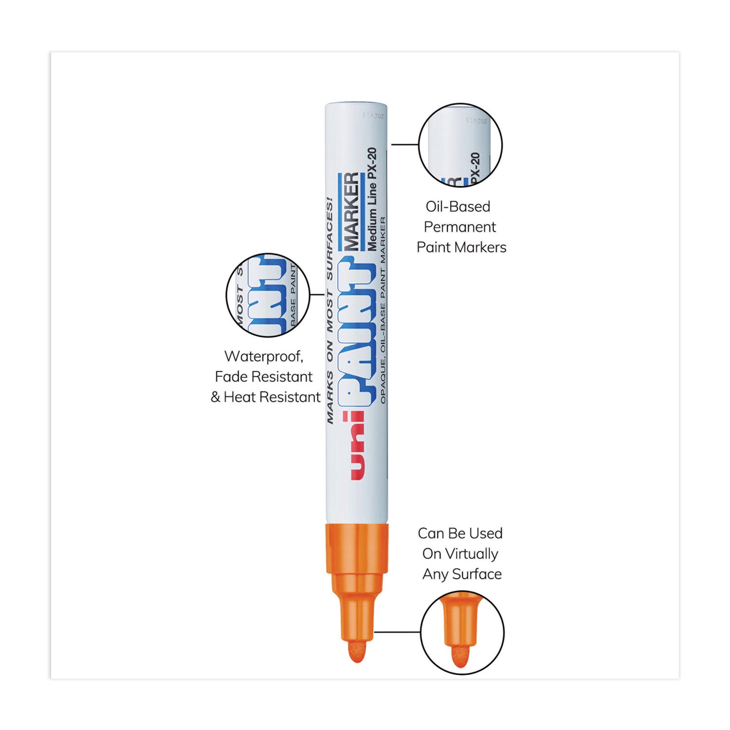 uni®-Paint Permanent Marker, Medium Bullet Tip, Orange