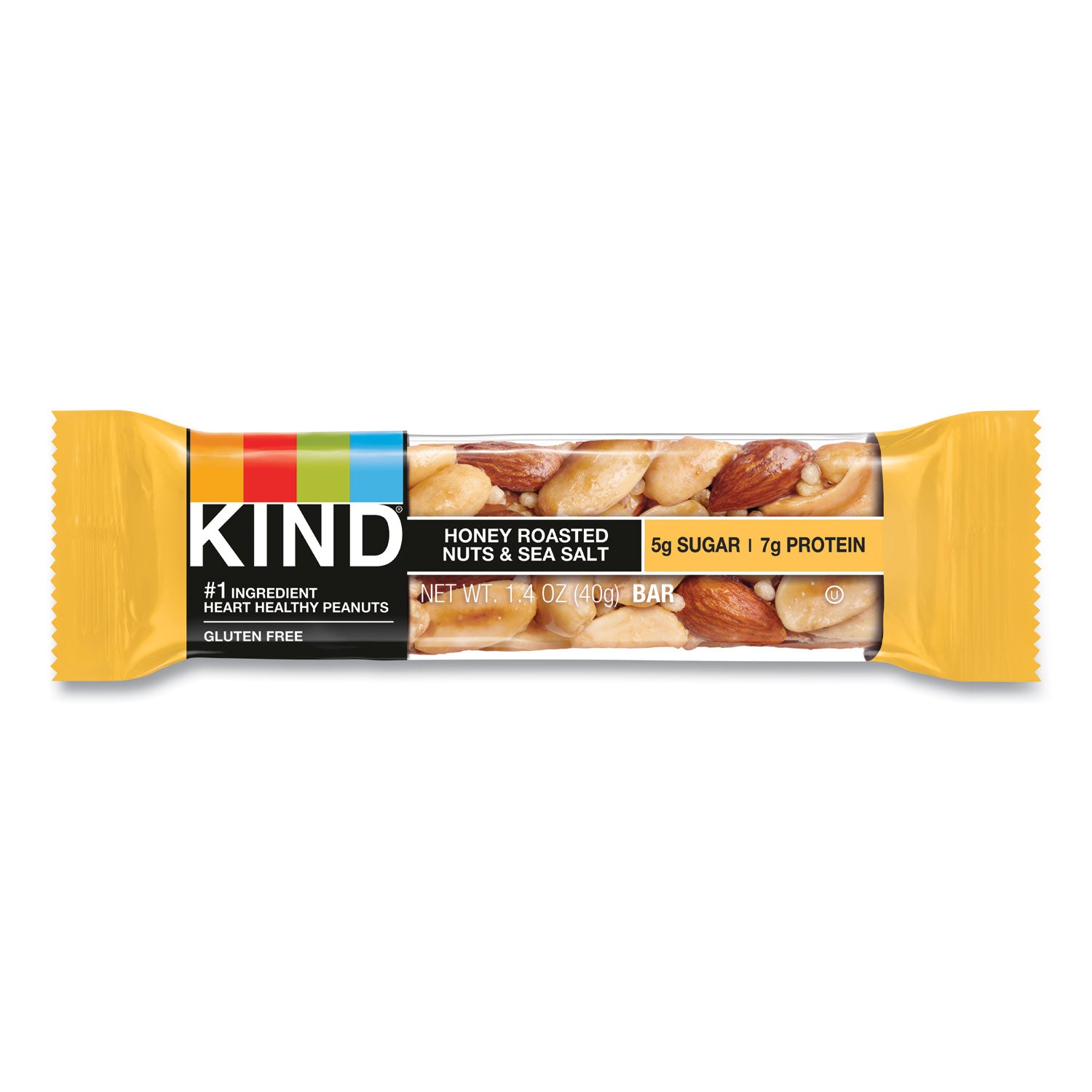 KIND Nuts and Spices Bar, Honey Roasted Nuts/Sea Salt, 1.4 oz Bar, 12/Box