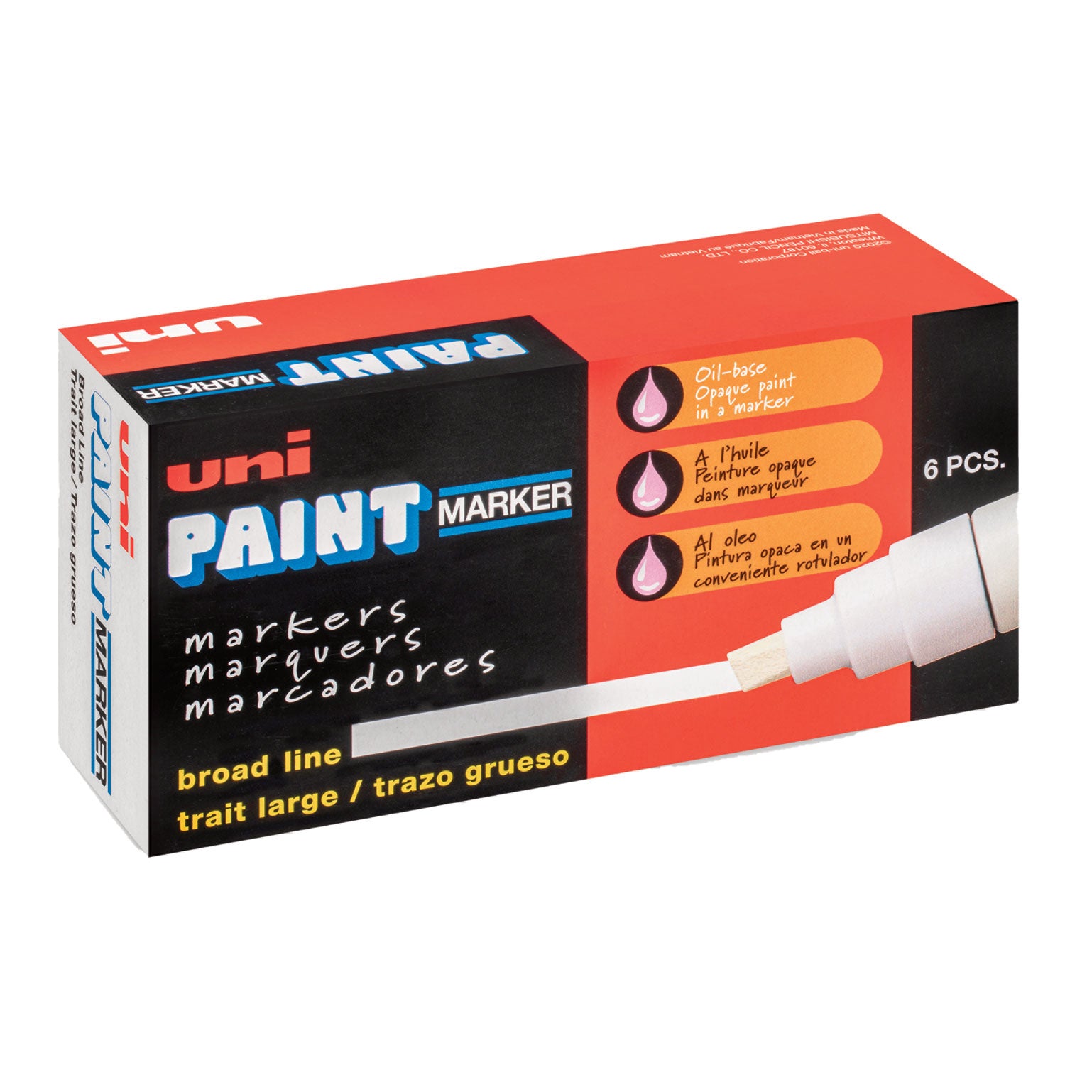 uni®-Paint Permanent Marker, Broad Chisel Tip, White