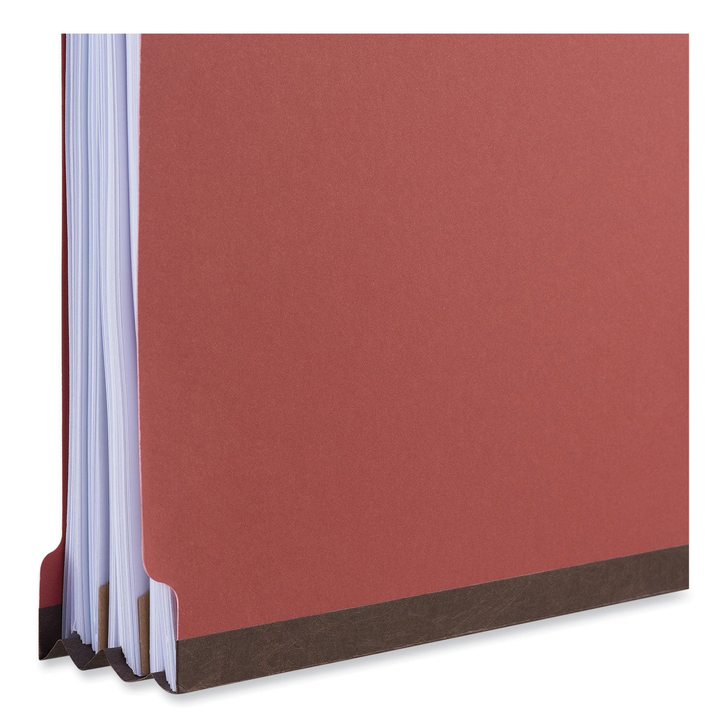 Universal® Six-Section Classification Folders, Heavy-Duty Pressboard Cover, 2 Dividers, 6 Fasteners, Legal Size, Brick Red, 20/Box