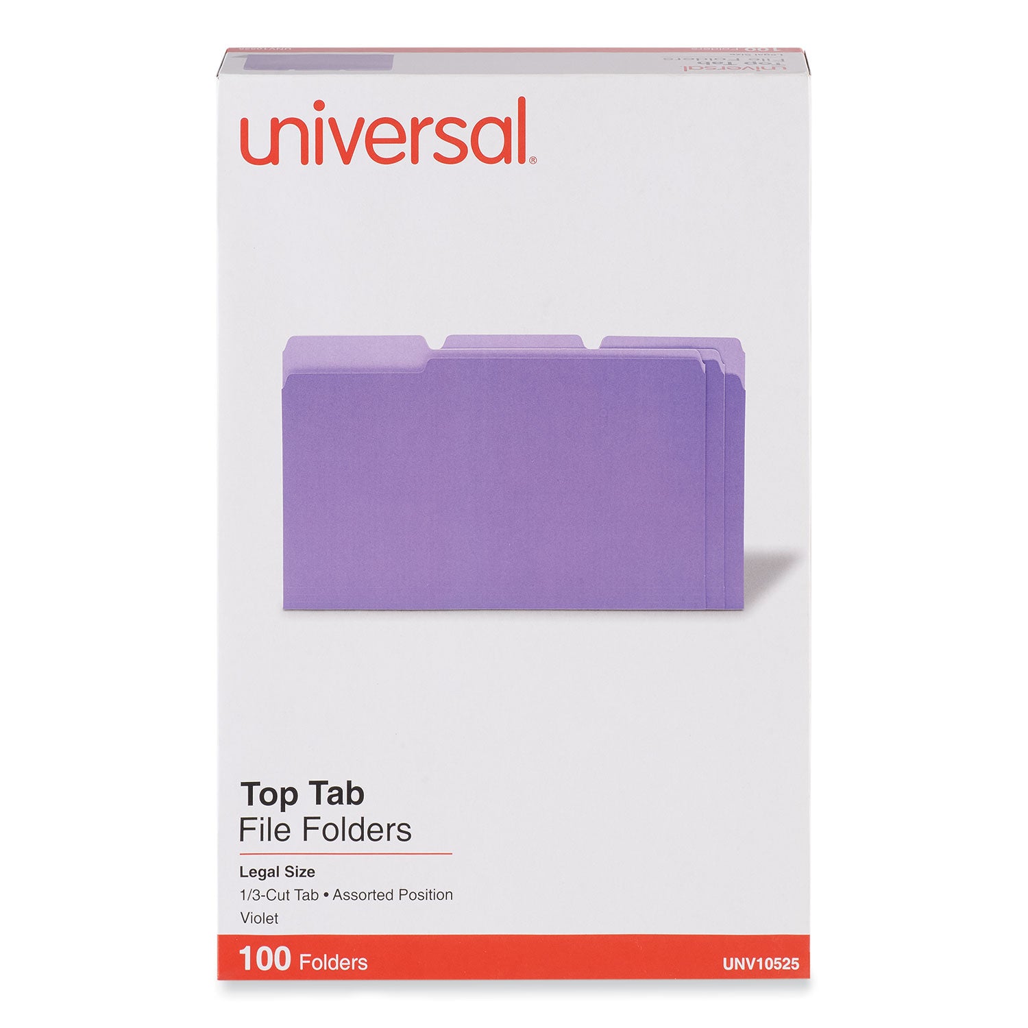 Deluxe Colored Top Tab File Folders, 1/3-Cut Tabs: Assorted, Legal Size, Violet/Light Violet, 100/Box