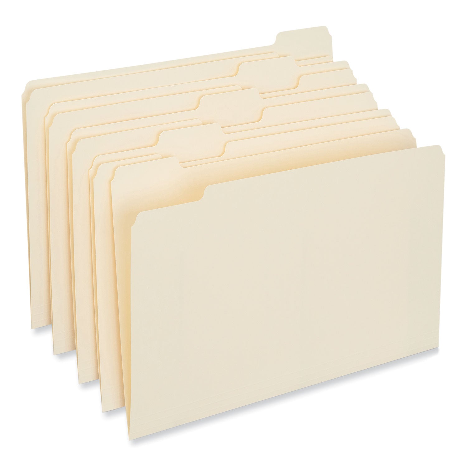 Universal® Top Tab File Folders, 1/5-Cut Tabs: Assorted, Letter Size, 0.75" Expansion, Manila, 100/Box