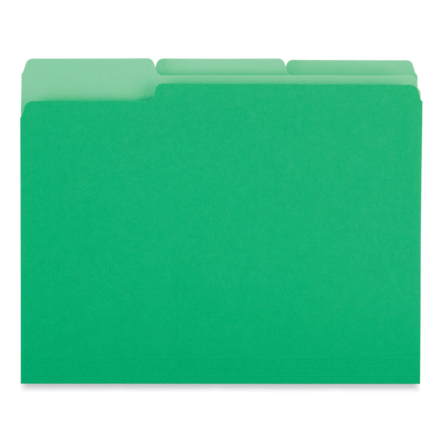 Universal® Interior File Folders, 1/3-Cut Tabs: Assorted, Letter Size, 11-pt Stock, Green, 100/Box