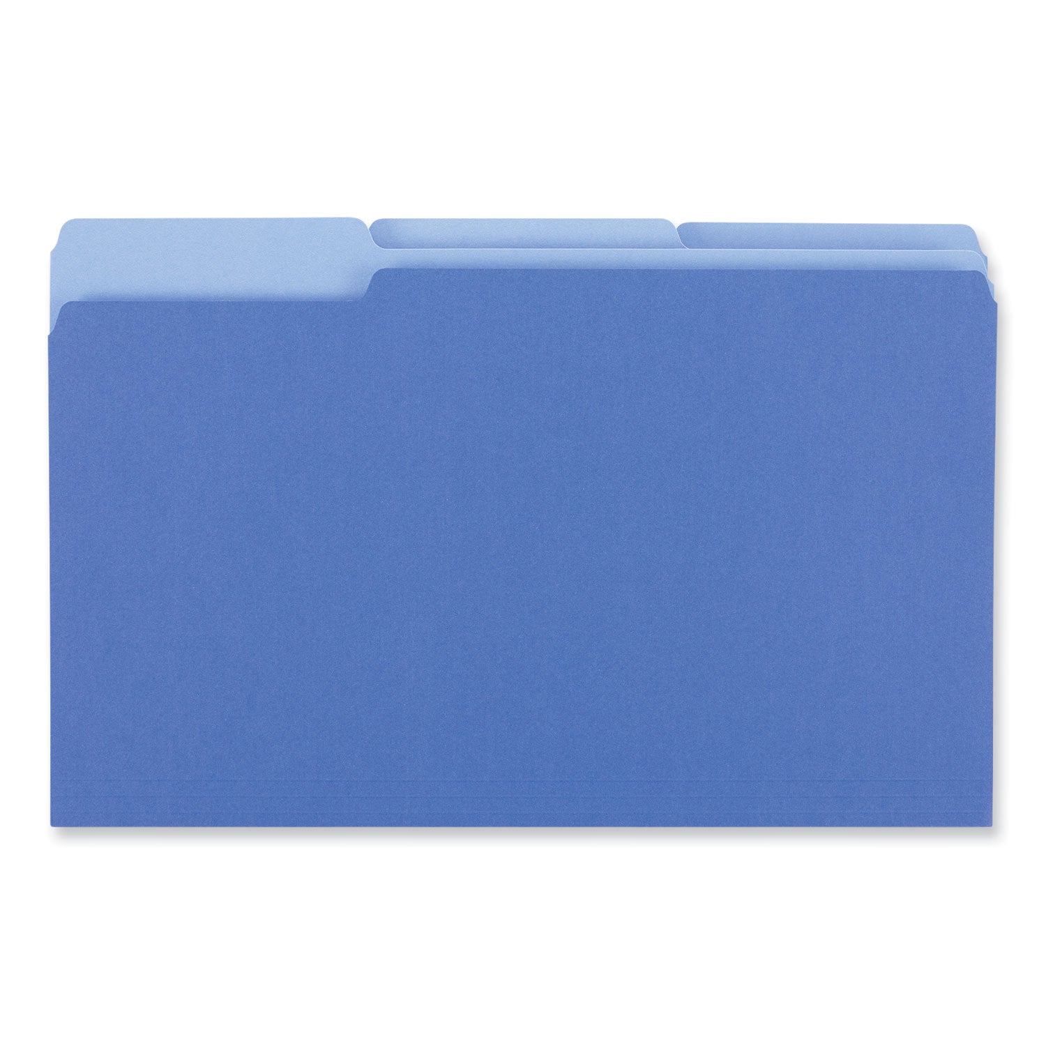 Universal® Interior File Folders, 1/3-Cut Tabs: Assorted, Legal Size, 11-pt Stock, Blue, 100/Box