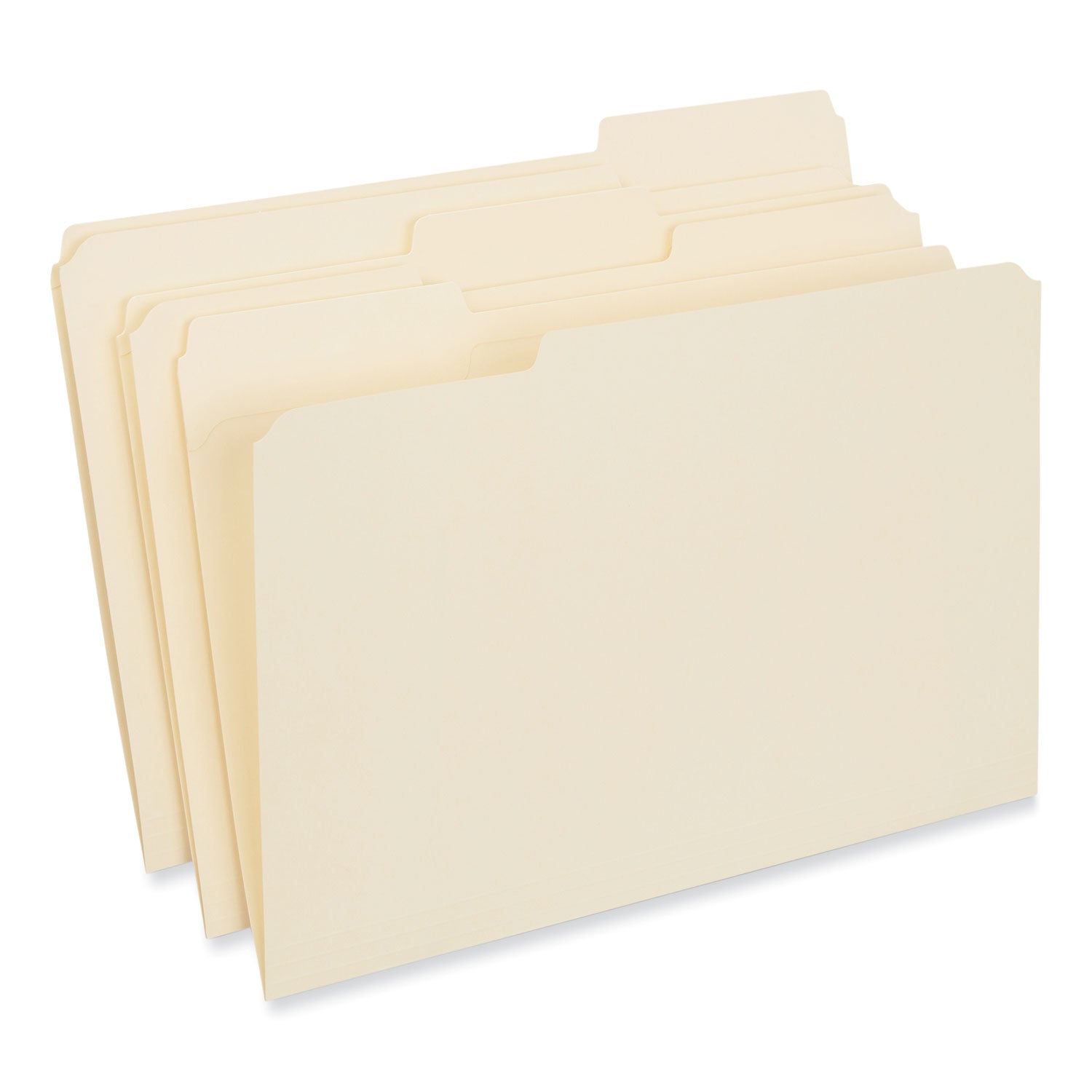 Universal® Double-Ply Top Tab Manila File Folders, 1/3-Cut Tabs: Assorted, Legal Size, 0.75" Expansion, Manila, 100/Box