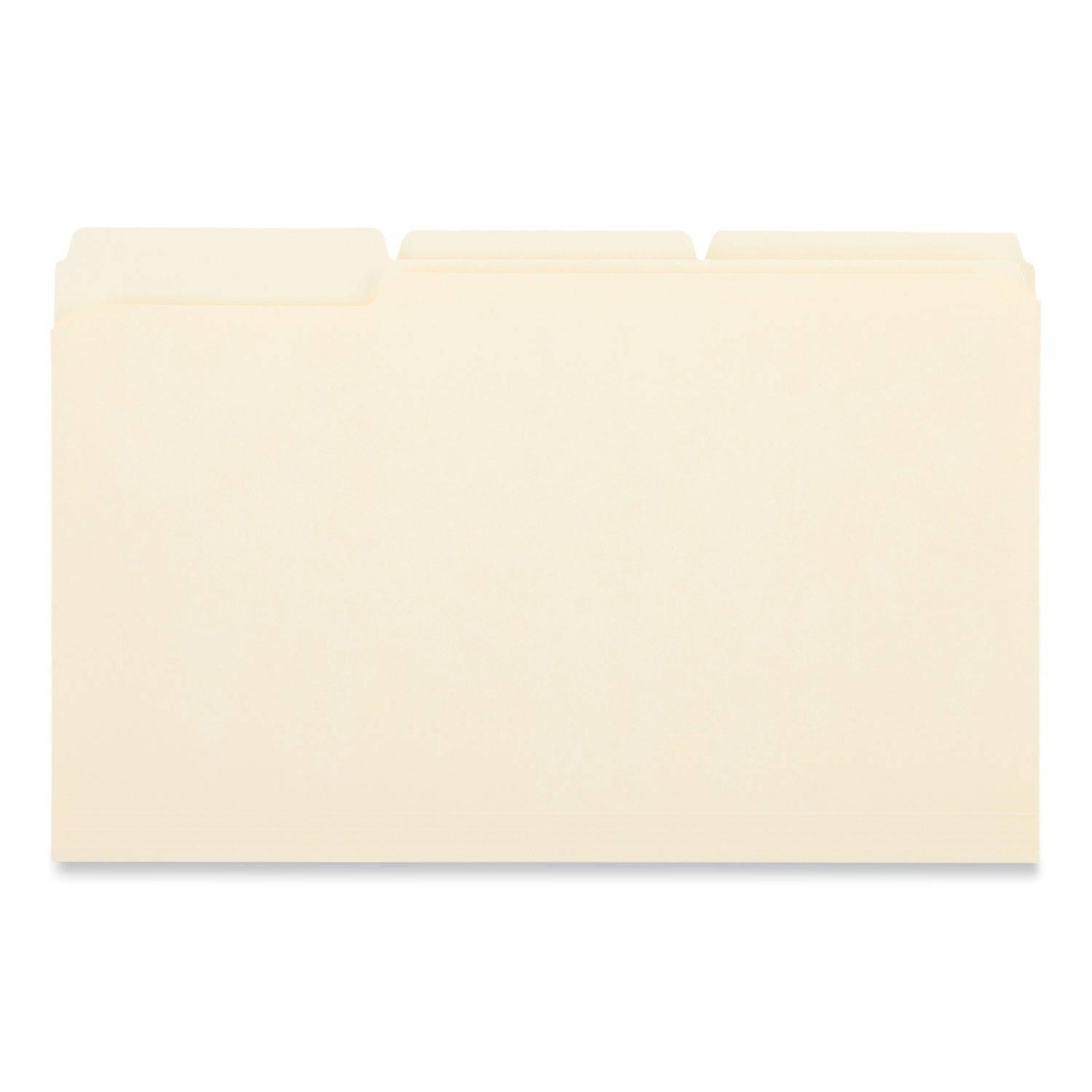 Universal® Double-Ply Top Tab Manila File Folders, 1/3-Cut Tabs: Assorted, Legal Size, 0.75" Expansion, Manila, 100/Box