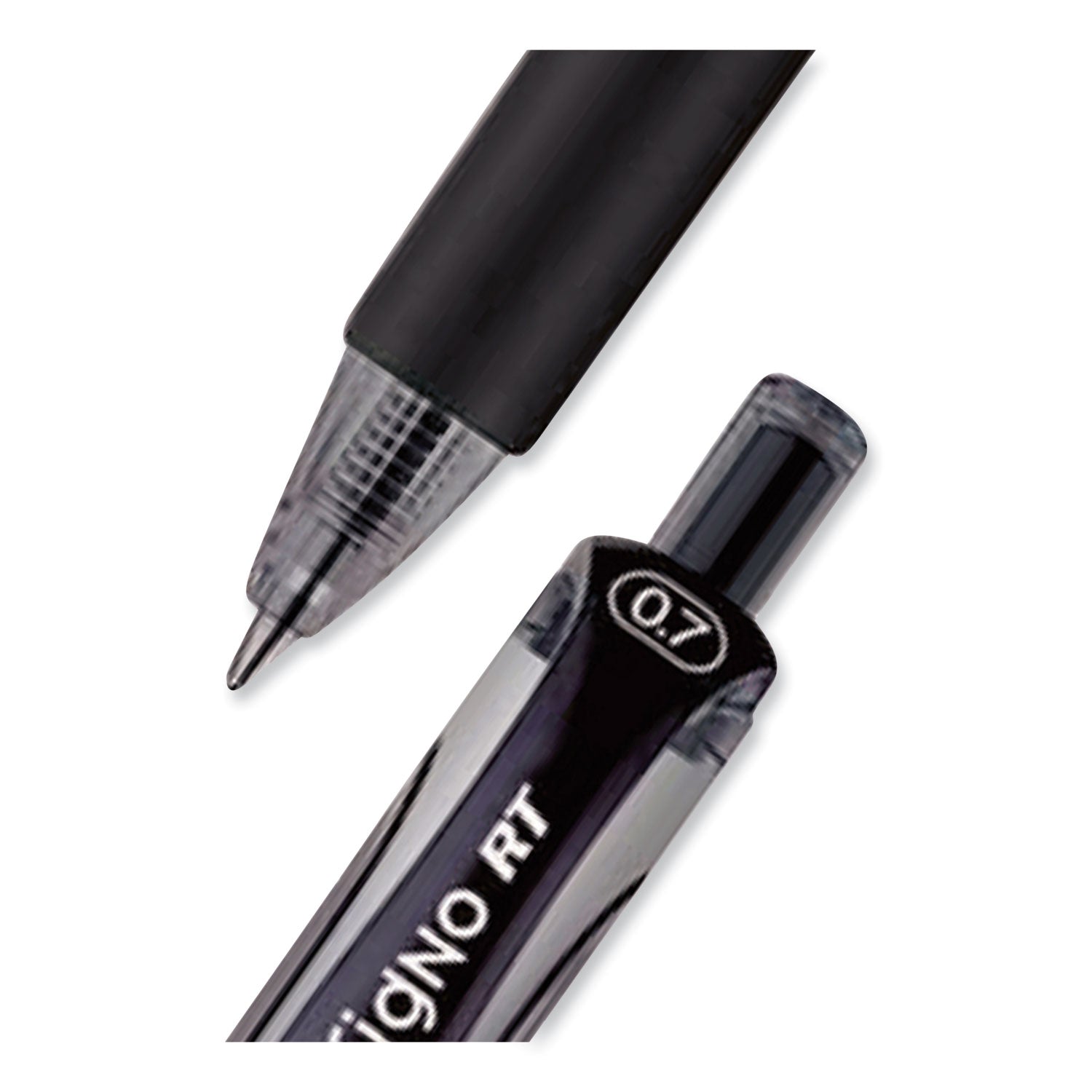 uniball® Signo Gel Pen, Retractable, Medium 0.7 mm, Black Ink, Silver/Black Barrel, Dozen