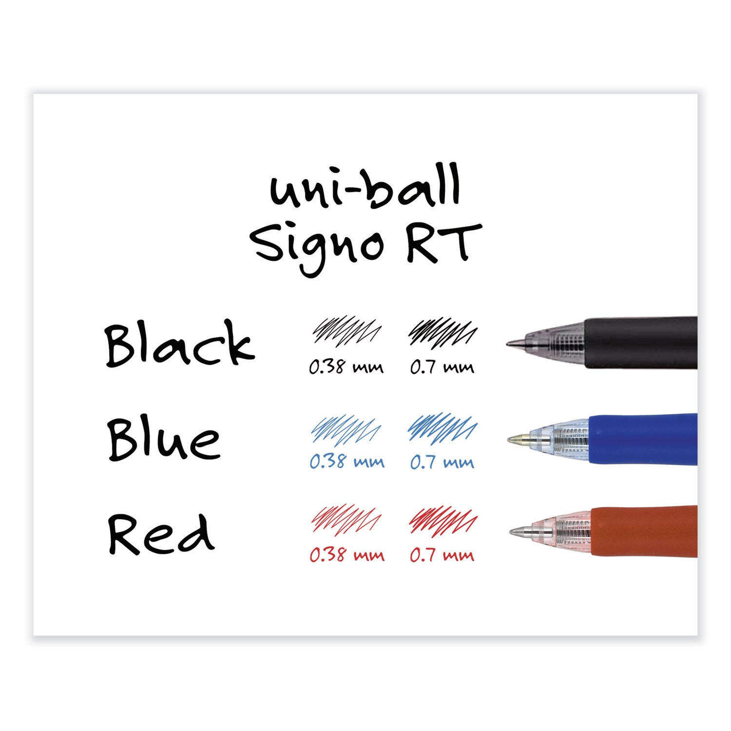 uniball® Signo Gel Pen, Retractable, Medium 0.7 mm, Black Ink, Silver/Black Barrel, Dozen