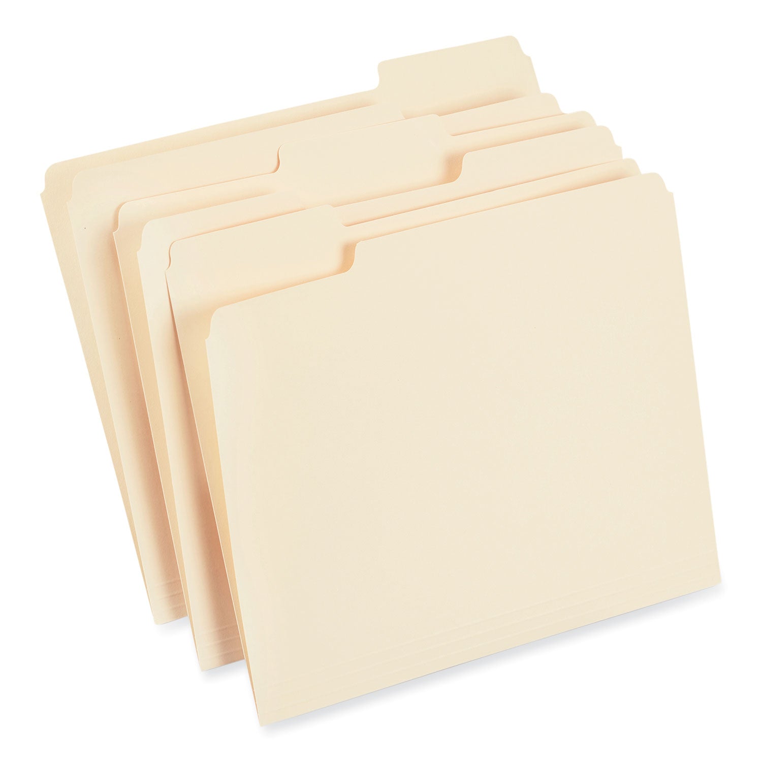 Universal® Top Tab File Folders, 1/3-Cut Tabs: Assorted, Letter Size, 0.75" Expansion, Manila, 250/Box