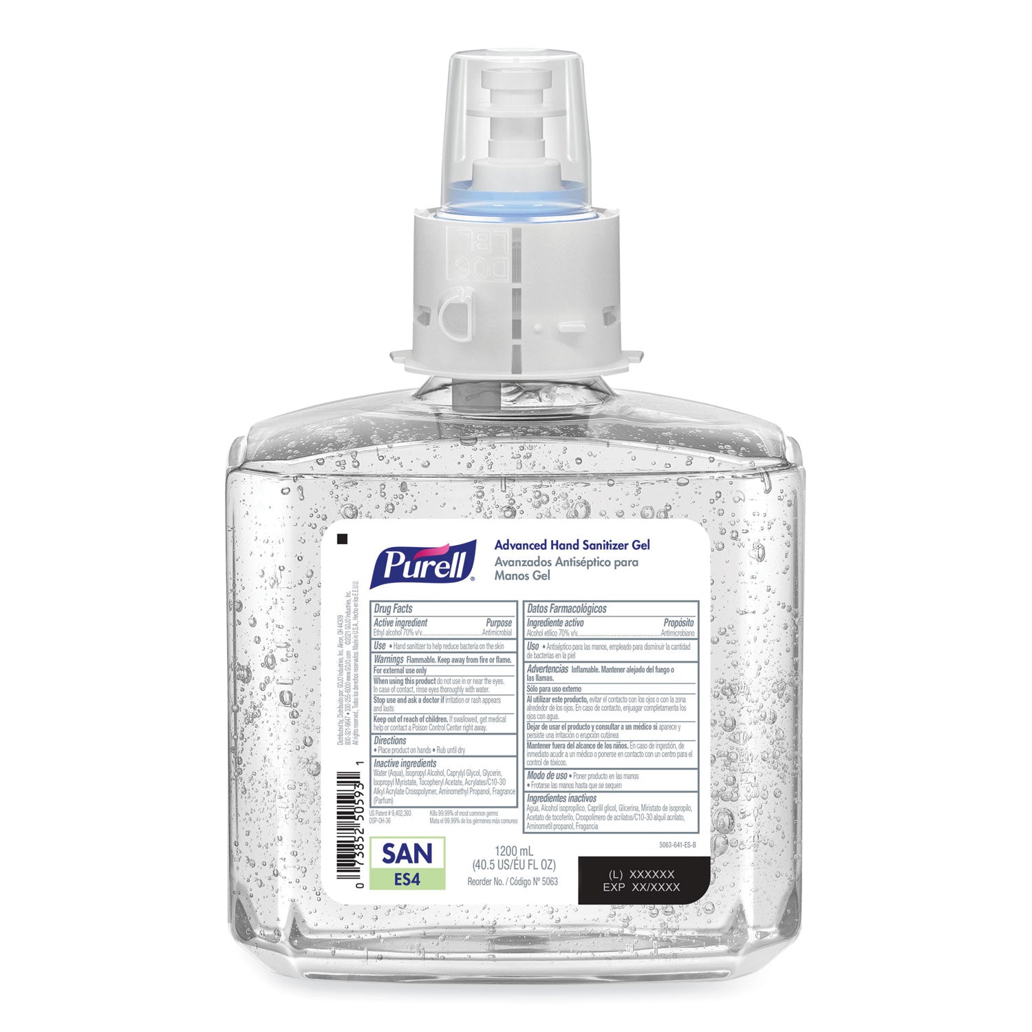 PURELL® Advanced Hand Sanitizer Gel Refill, 1,200 mL, Clean Scent, For ES4 Dispensers, 2/Carton