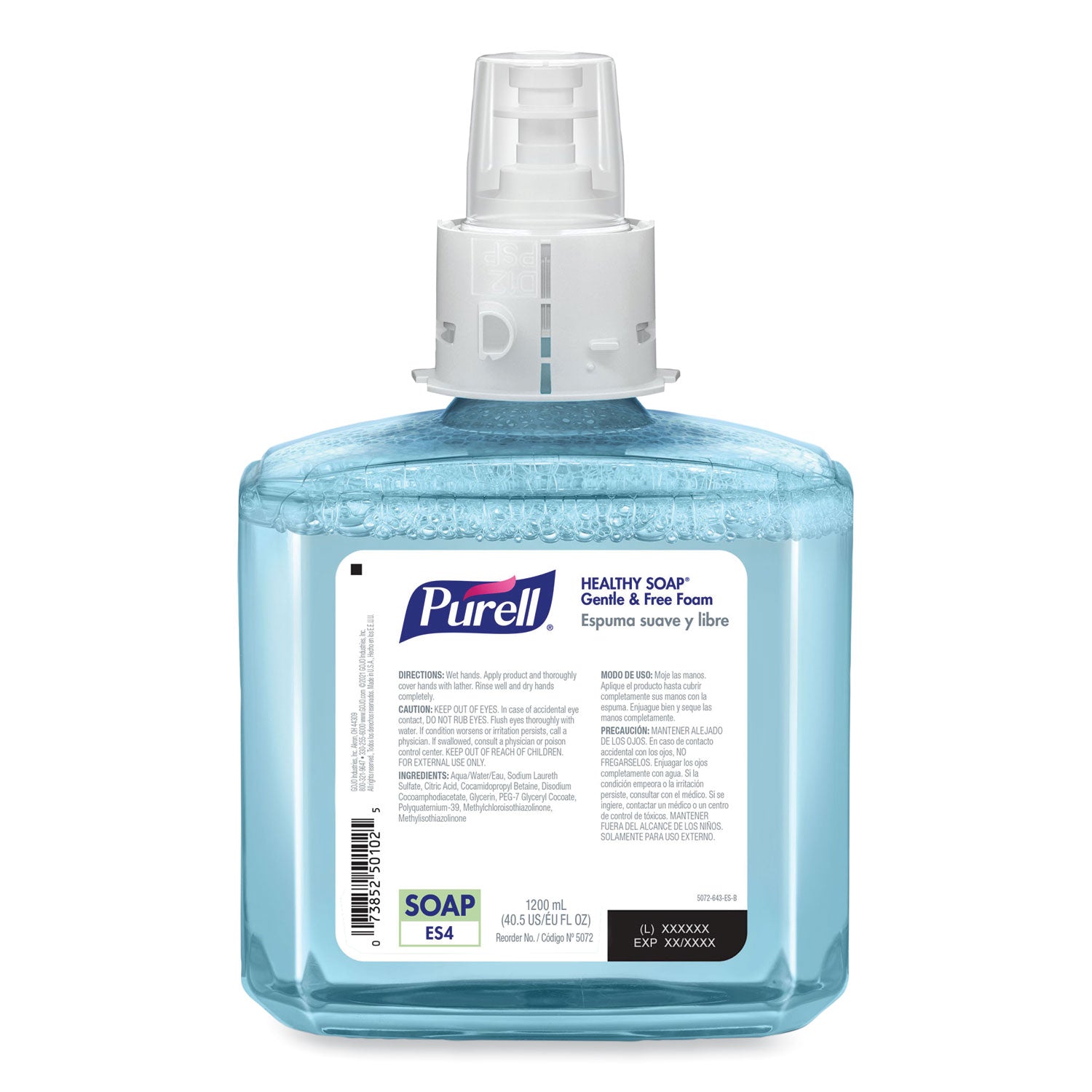 PURELL® HEALTHY SOAP Gentle and Free Foam, For ES4 Dispensers, Fragrance-Free, 1,200 mL, 2/Carton