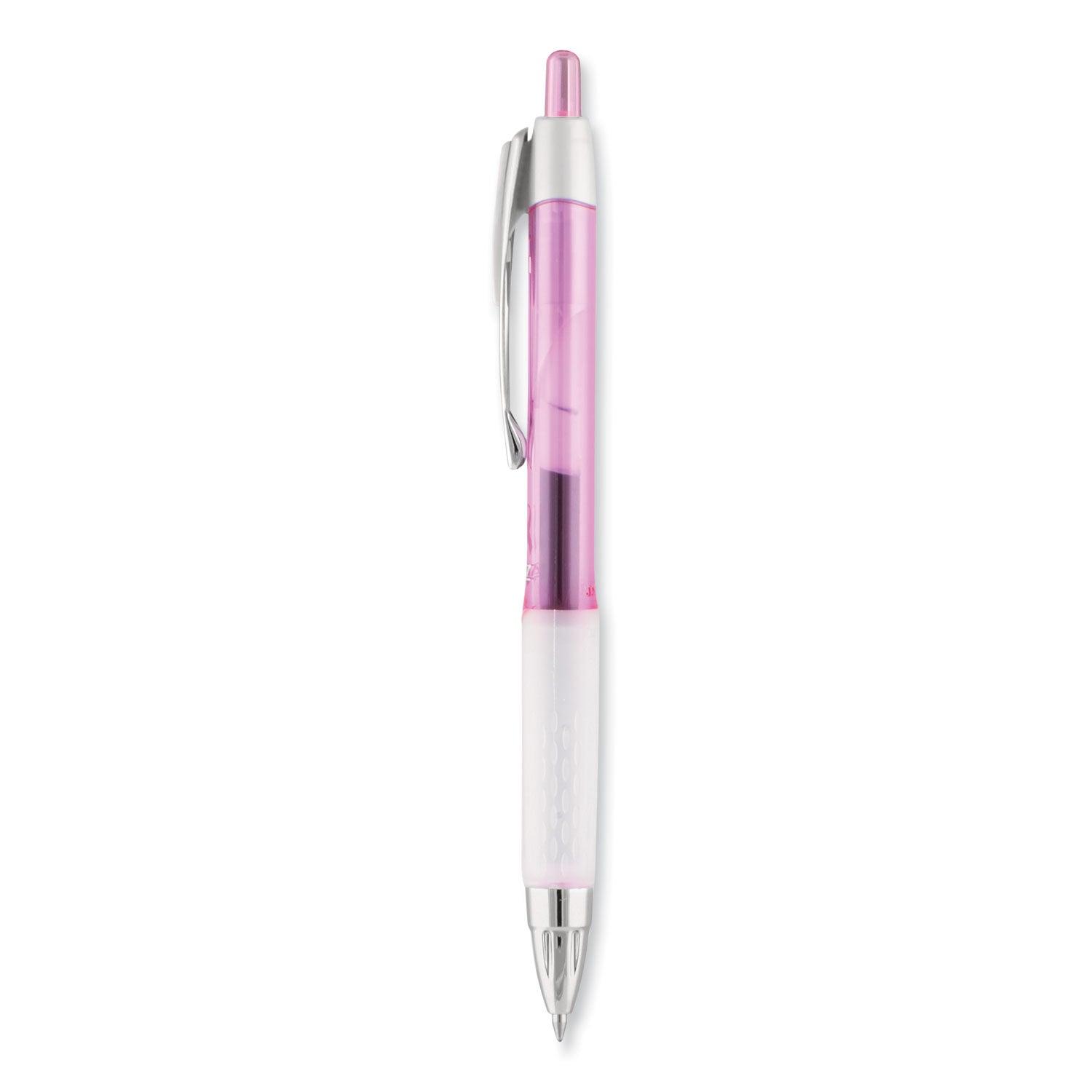 uniball® Signo 207 Gel Pen, Retractable, Medium 0.7 mm, Black Ink, Translucent Pink/Translucent White Barrel, 2/Pack