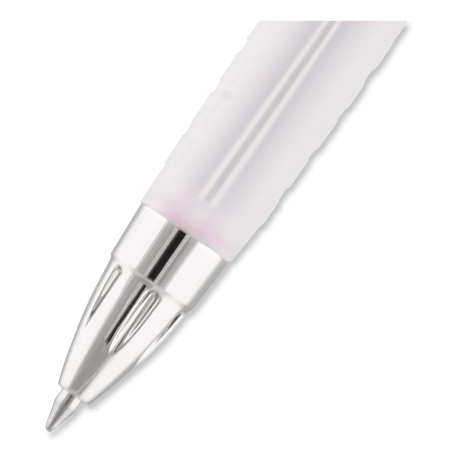 uniball® Signo 207 Gel Pen, Retractable, Medium 0.7 mm, Black Ink, Translucent Pink/Translucent White Barrel, 2/Pack