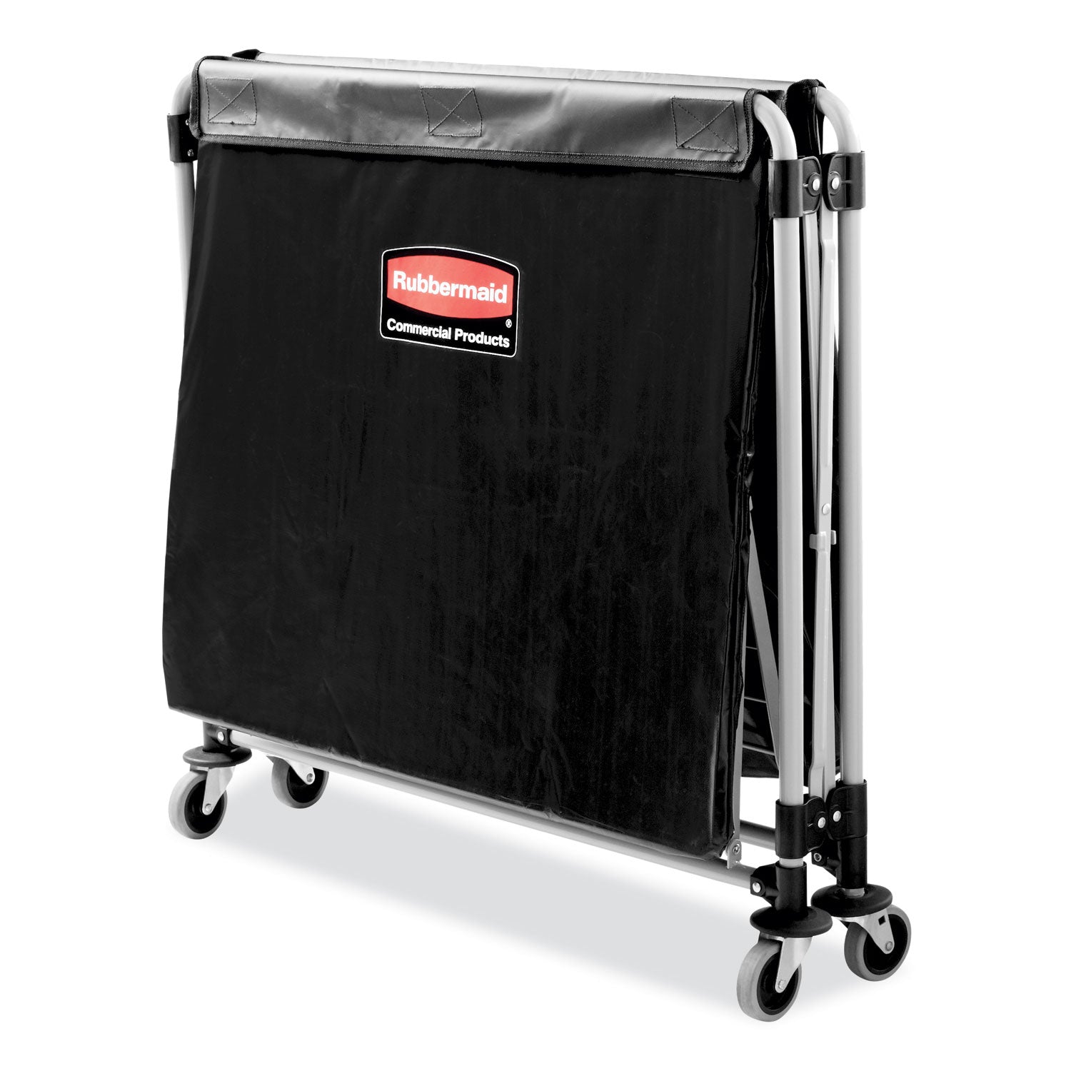 Rubbermaid® Commercial One-Compartment Collapsible X-Cart, Synthetic Fabric, 9.96 cu ft Bin, 24.1" x 35.7" x 34", Black/Silver