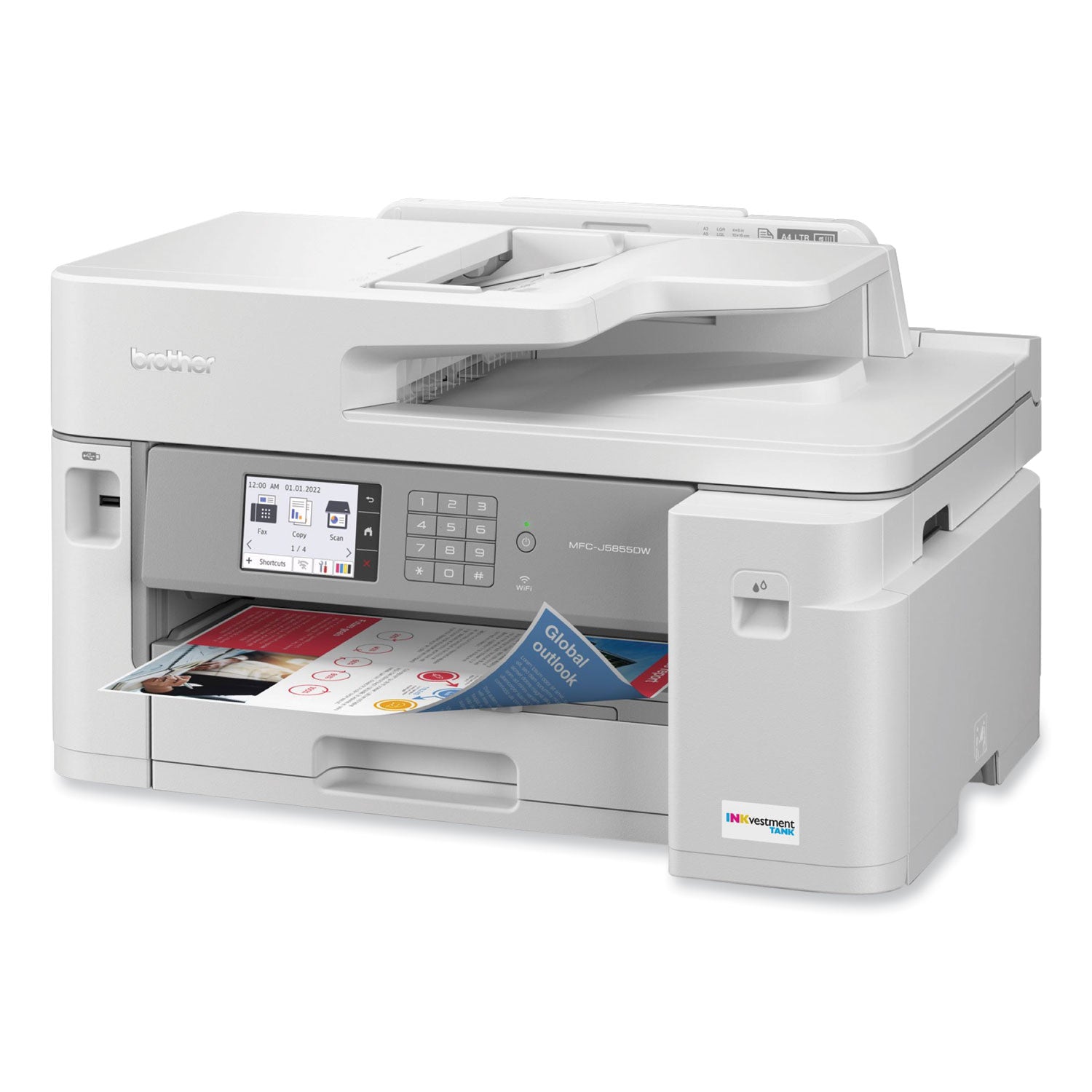 Brother MFC-J5855DW INKvestment Tank All-in-One Color Inkjet Printer, Copy/Fax/Print/Scan