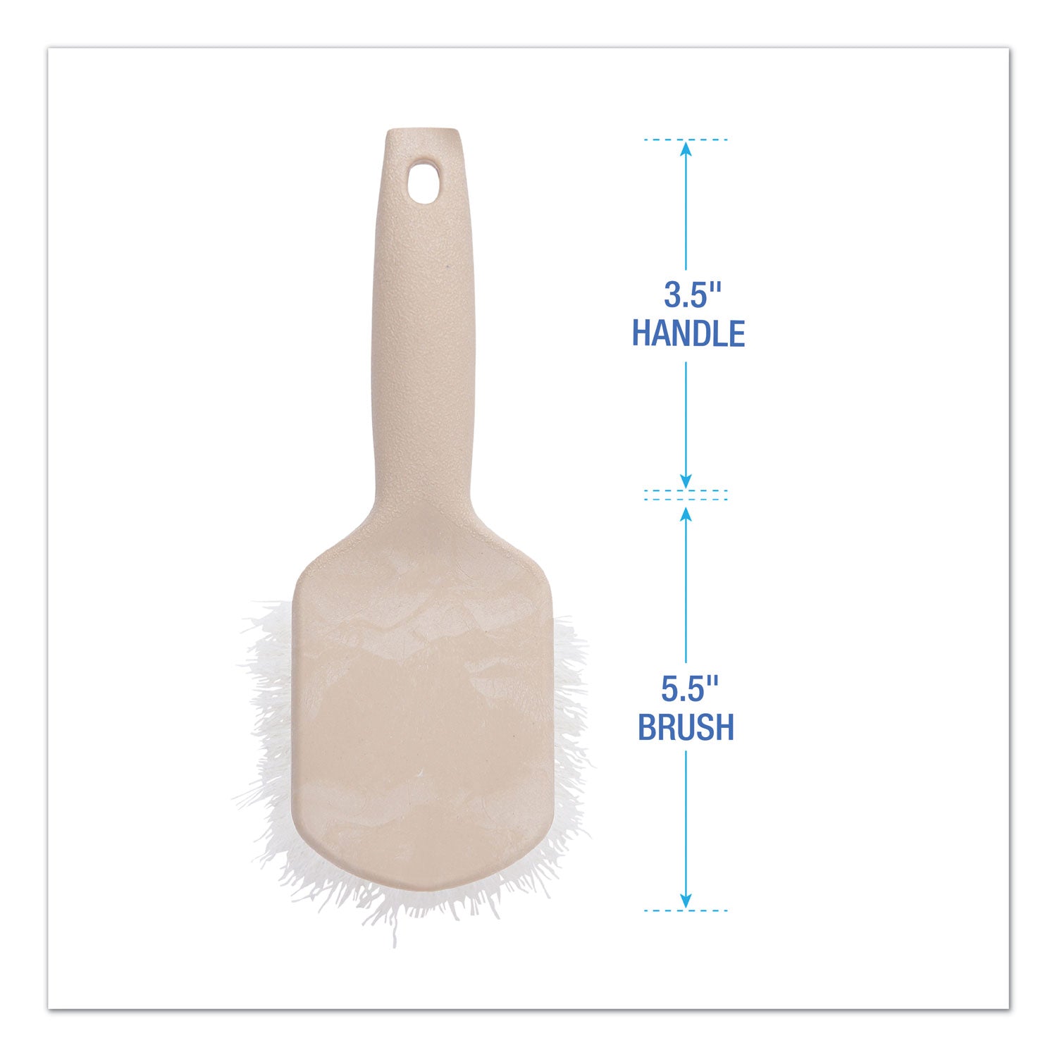 Boardwalk® Utility Brush, Cream Nylon Bristles, 5.5" Brush, 3.5" Tan Plastic Handle