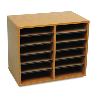 Wood/Fiberboard Literature Sorter, 12 Compartments, 19.63 x 11.88 x 16.13, Oak Flipcost Flipcost