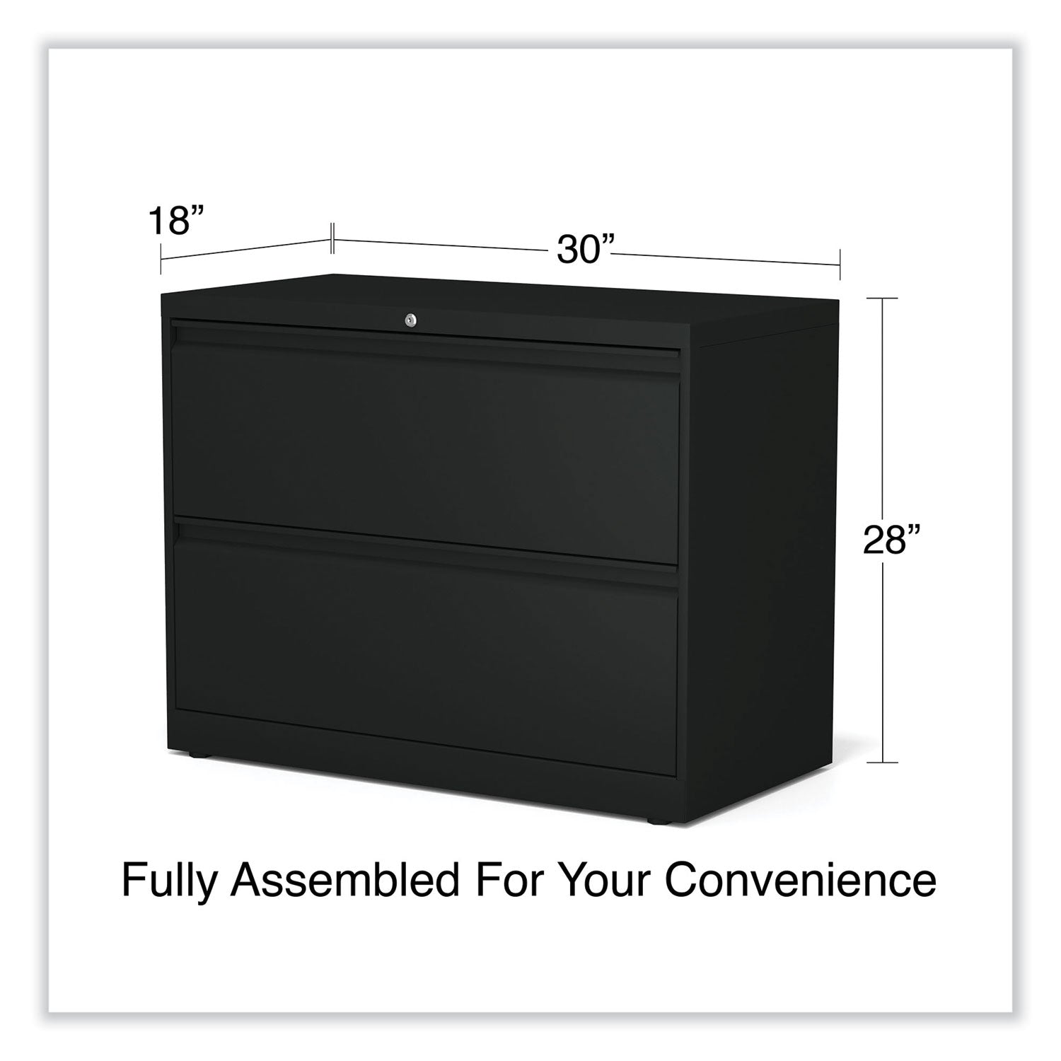 Alera® Lateral File, 2 Legal/Letter-Size File Drawers, Black, 36" x 18.63" x 28"