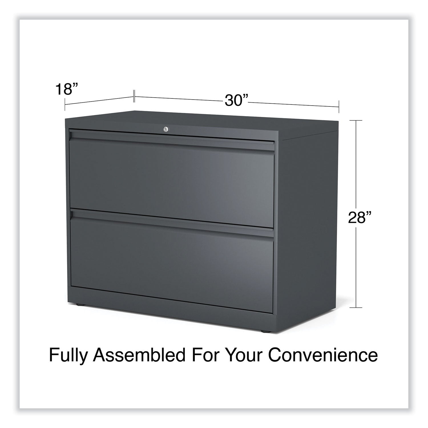 Alera® Lateral File, 2 Legal/Letter/A4/A5-Size File Drawers, Charcoal, 36" x 18.63" x 28"