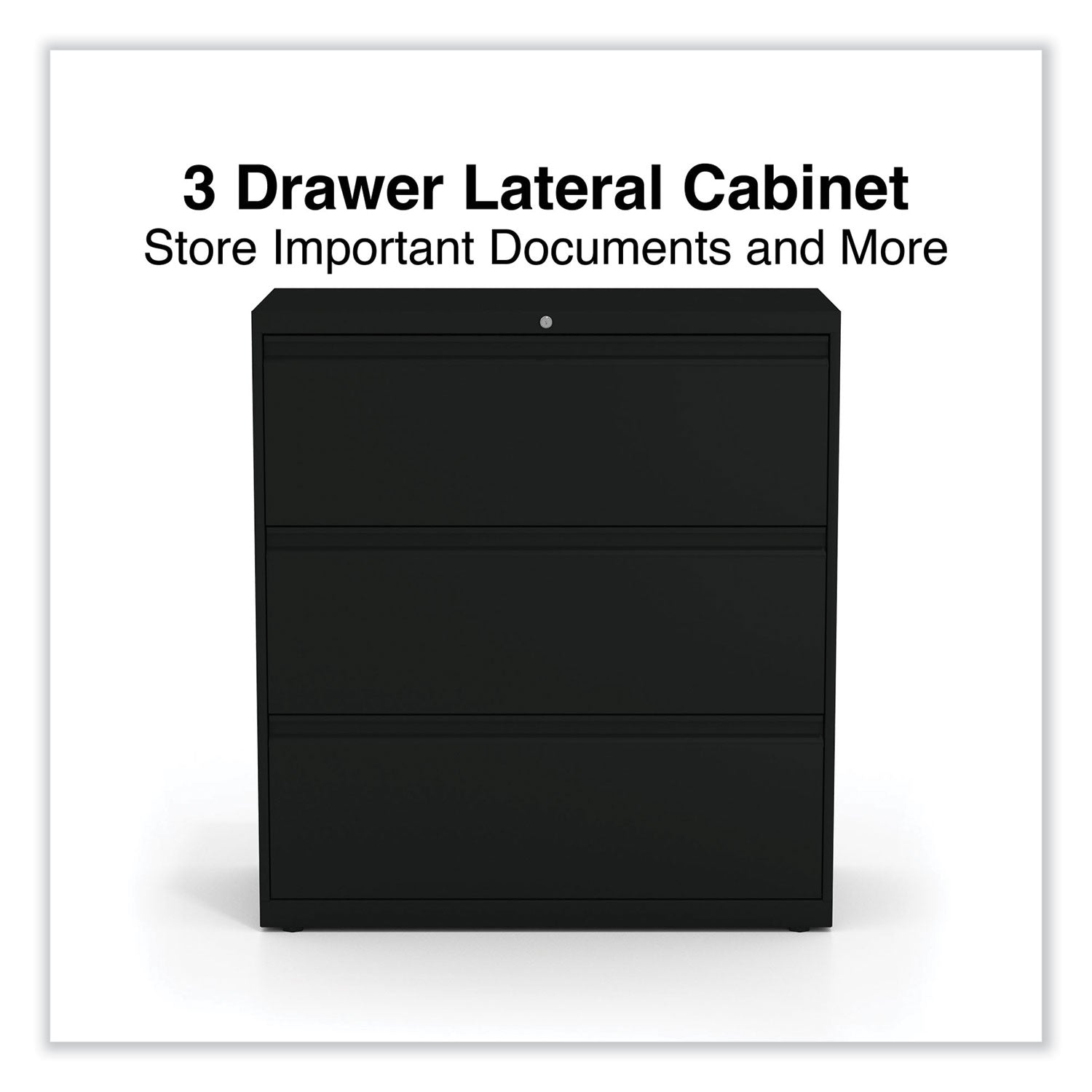 Alera® Lateral File, 3 Legal/Letter/A4/A5-Size File Drawers, Black, 36" x 18.63" x 40.25"