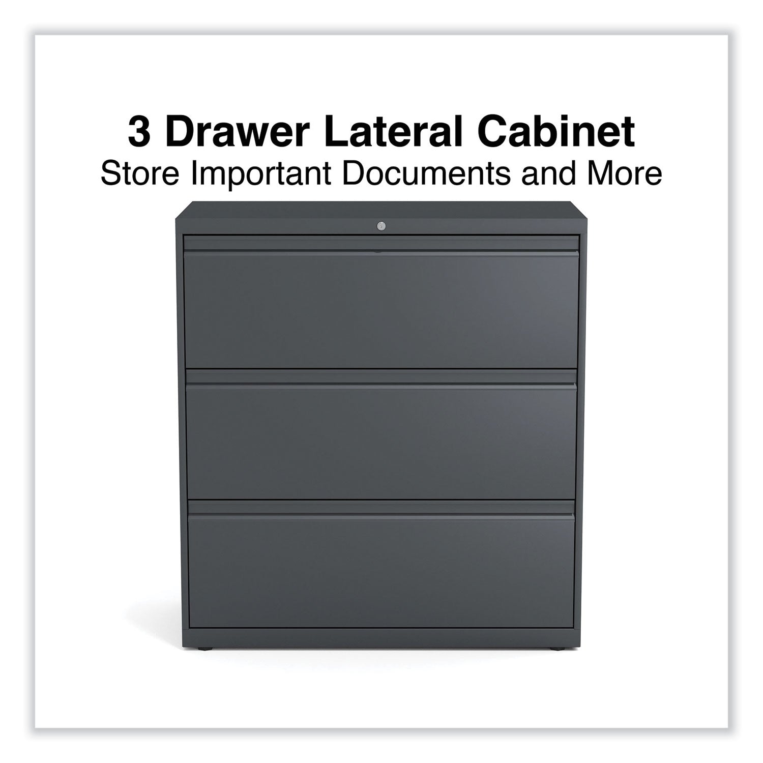 Alera® Lateral File, 3 Legal/Letter/A4/A5-Size File Drawers, Charcoal, 36" x 18.63" x 40.25"