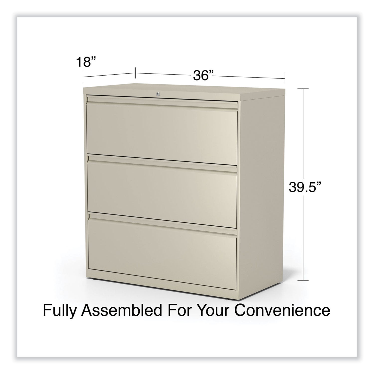 Alera® Lateral File, 3 Legal/Letter/A4/A5-Size File Drawers, Putty, 36" x 18.63" x 40.25"