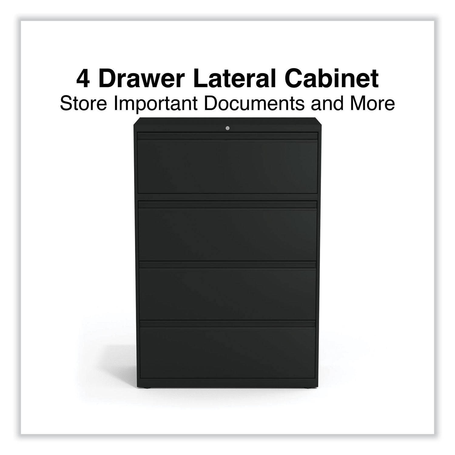 Alera® Lateral File, 4 Legal/Letter-Size File Drawers, Black, 36" x 18.63" x 52.5"