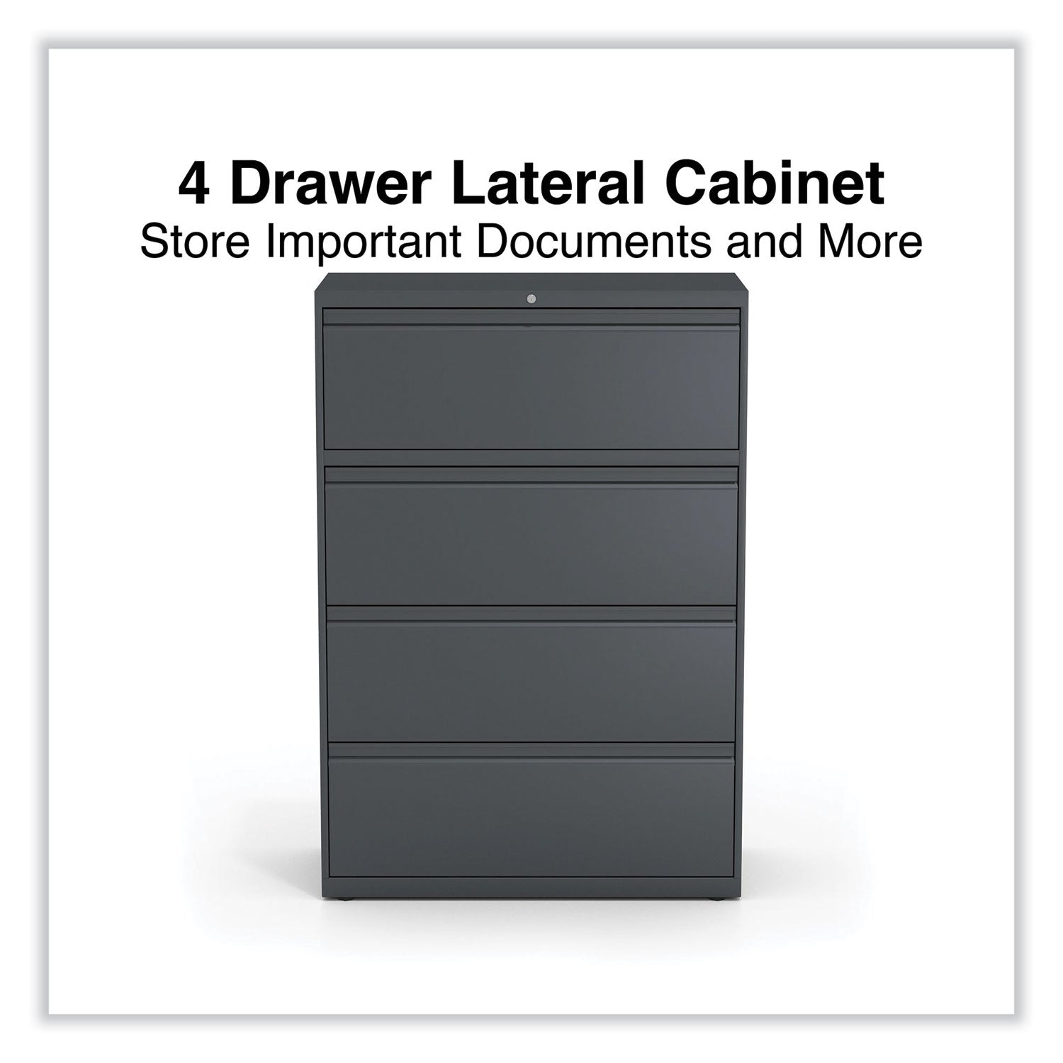 Alera® Lateral File, 4 Legal/Letter/A4/A5-Size File Drawers, Charcoal, 36" x 18.63" x 52.5"